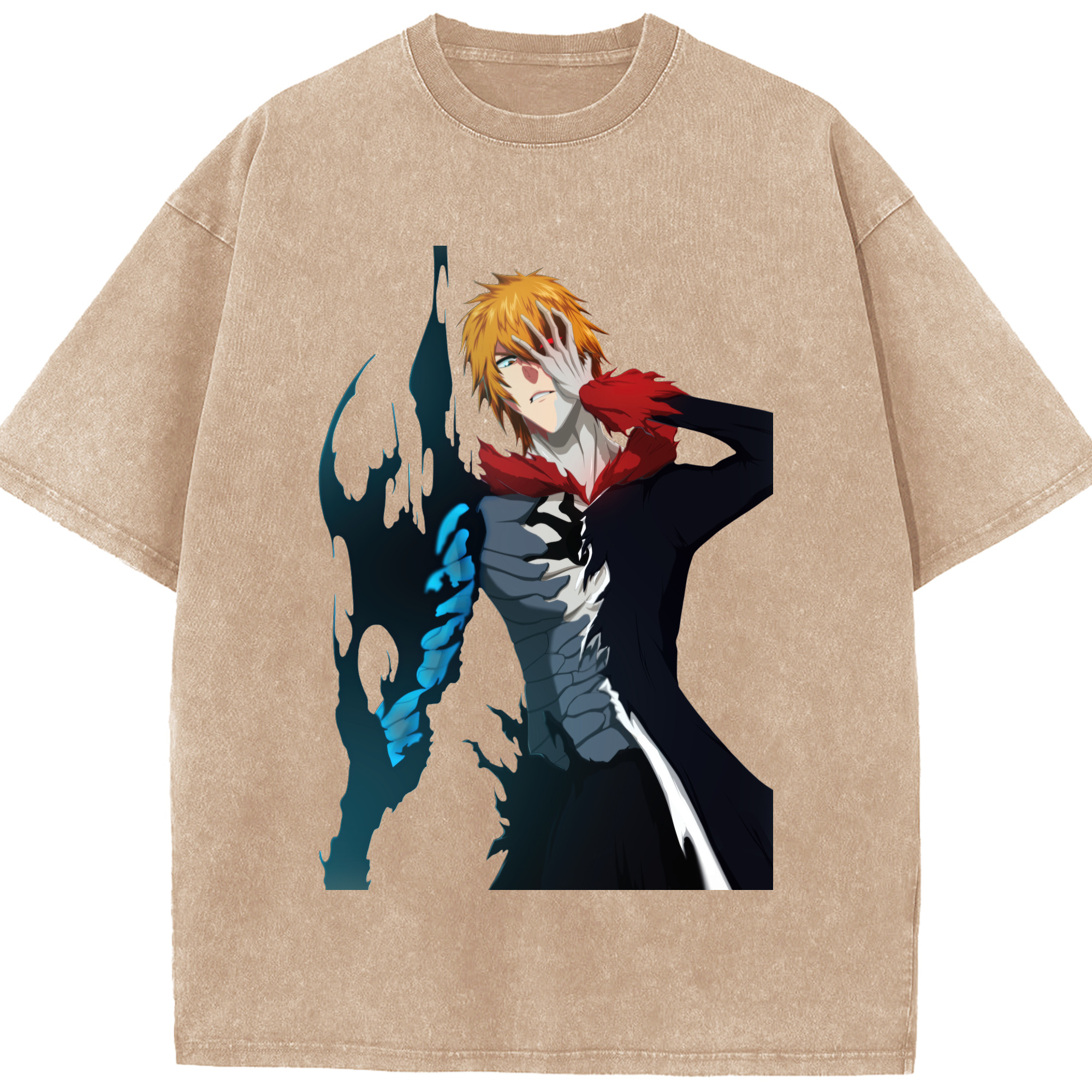 （画像用） ブリーチ 黒崎一護（くろさき いちご）BLEACH Kurosaki Ichigo 綿100% ヴィンテージ風 半袖Tシャツ（フロントプリント）