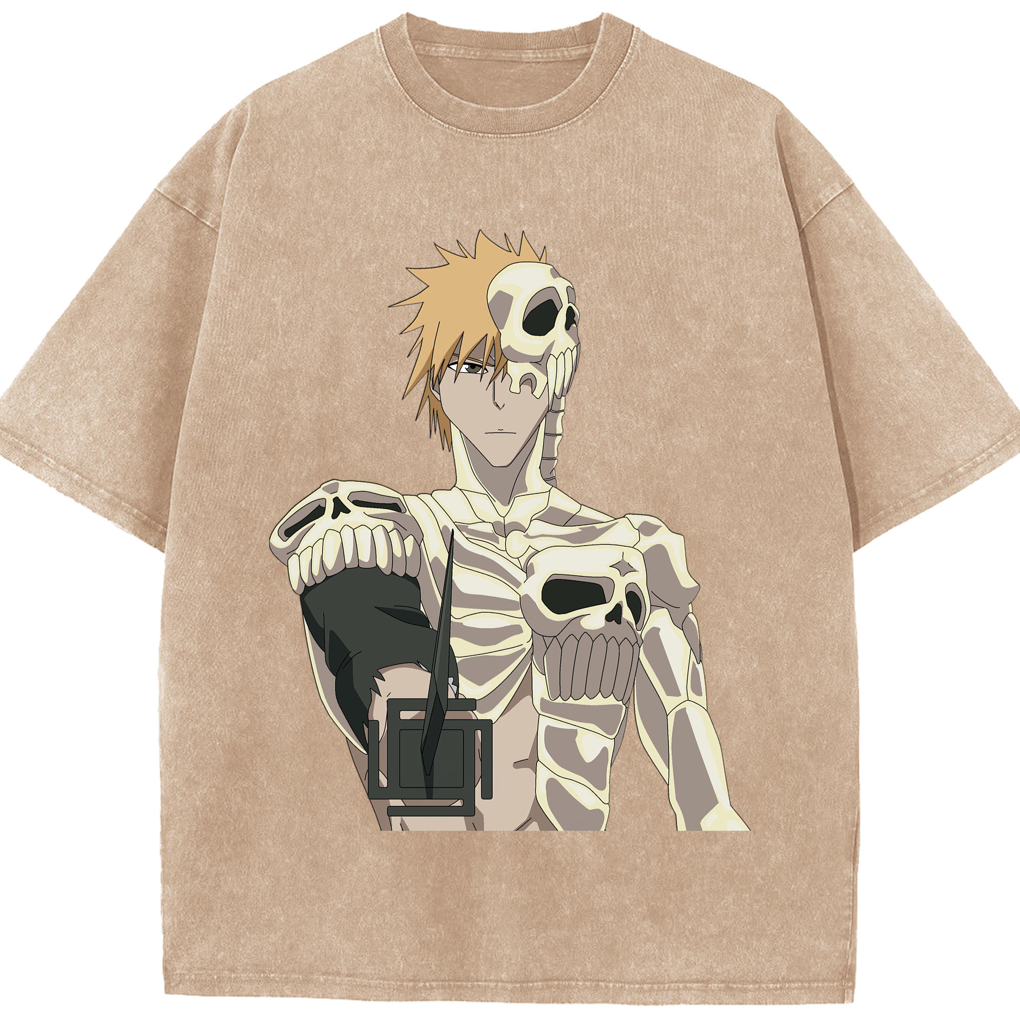 （画像用） ブリーチ 黒崎一護（くろさき いちご）BLEACH Kurosaki Ichigo 綿100% ヴィンテージ風 半袖Tシャツ（フロントプリント）