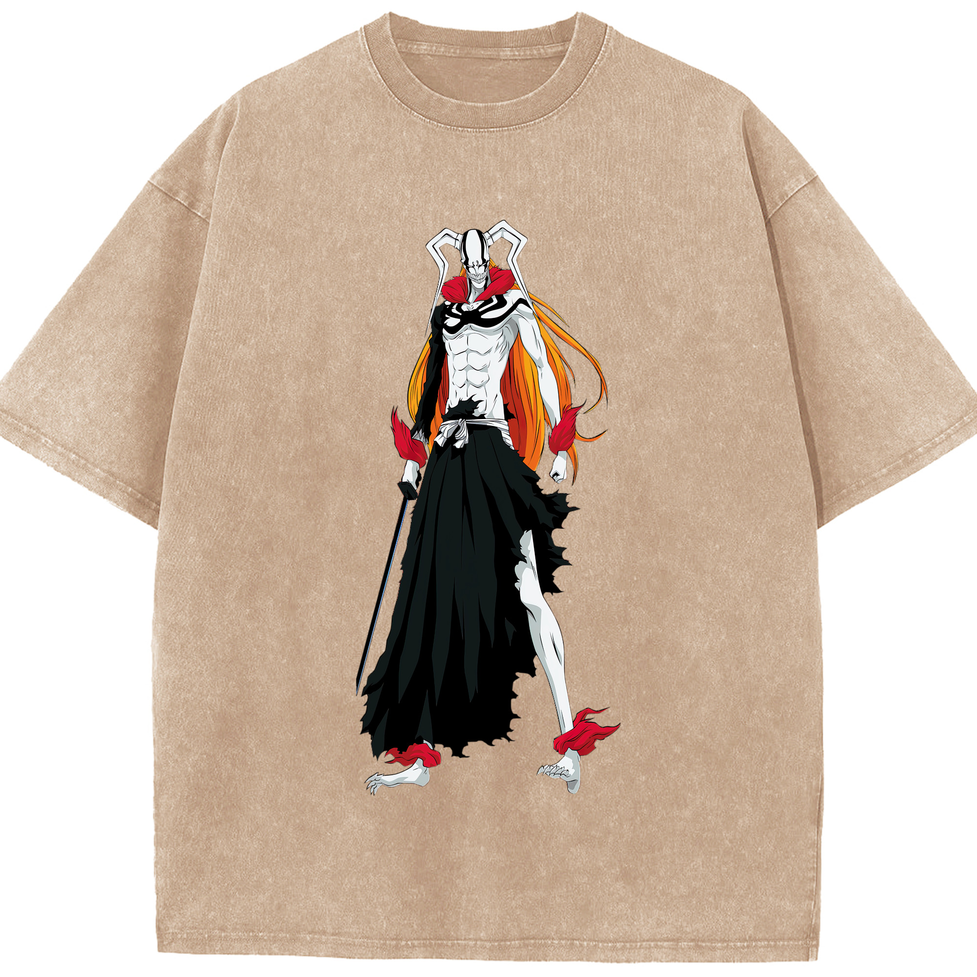 （画像用） ブリーチ 黒崎一護（くろさき いちご）BLEACH Kurosaki Ichigo 綿100% ヴィンテージ風 半袖Tシャツ（フロントプリント）
