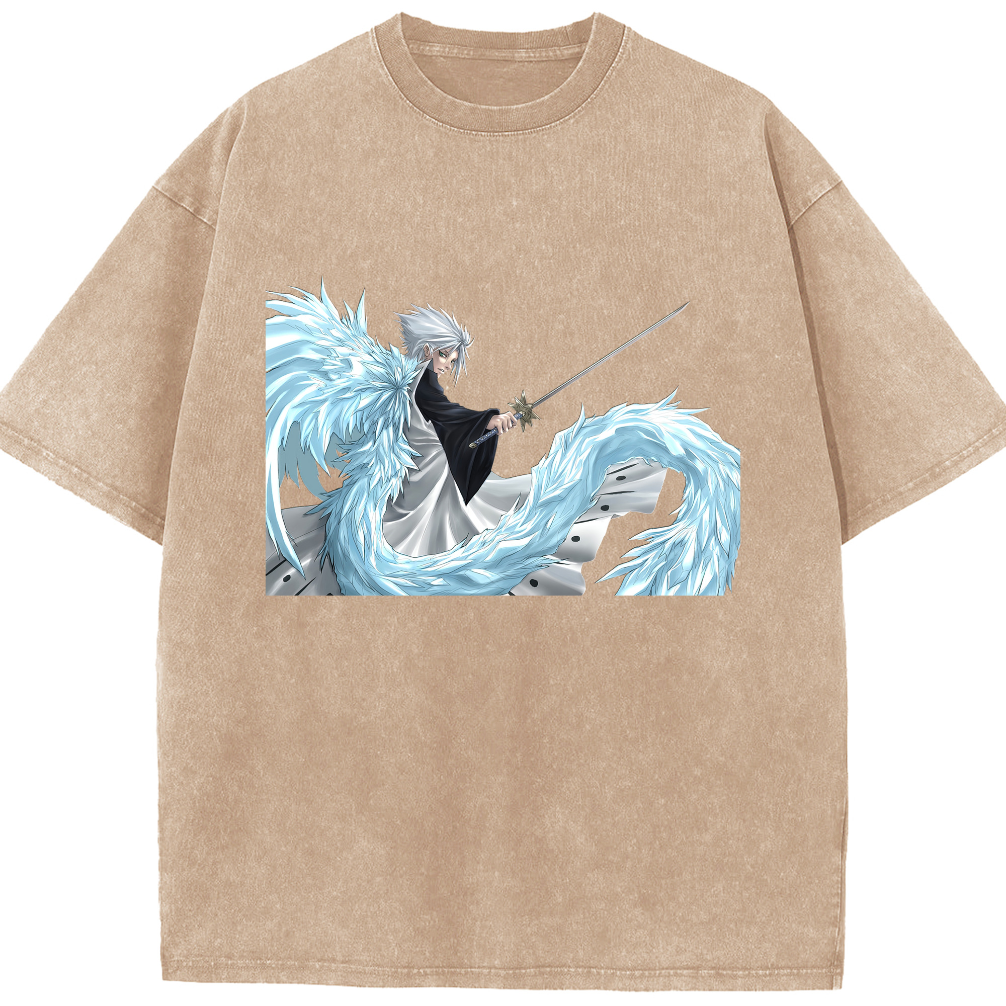 （画像用） ブリーチ 日番谷冬獅郎（ひつがや とうしろう） BLEACH Hitsugaya Toushirou 綿100% ヴィンテージ風 半袖Tシャツ（フロントプリント）