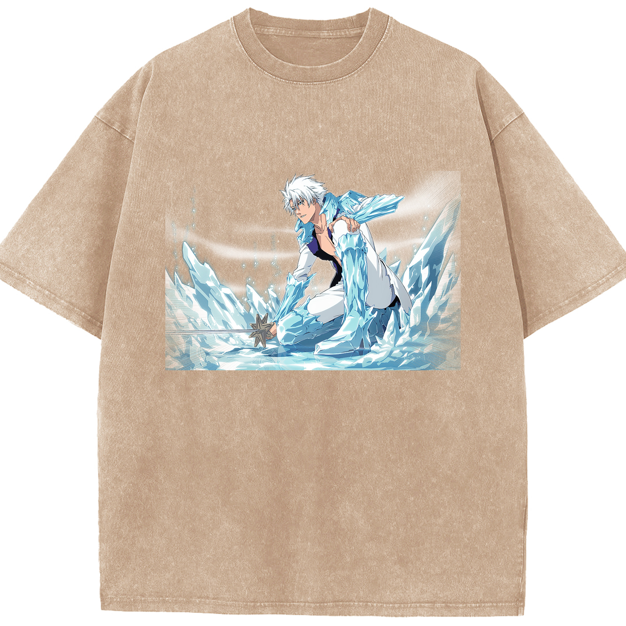 （画像用） ブリーチ 日番谷冬獅郎（ひつがや とうしろう） BLEACH Hitsugaya Toushirou 綿100% ヴィンテージ風 半袖Tシャツ（フロントプリント）