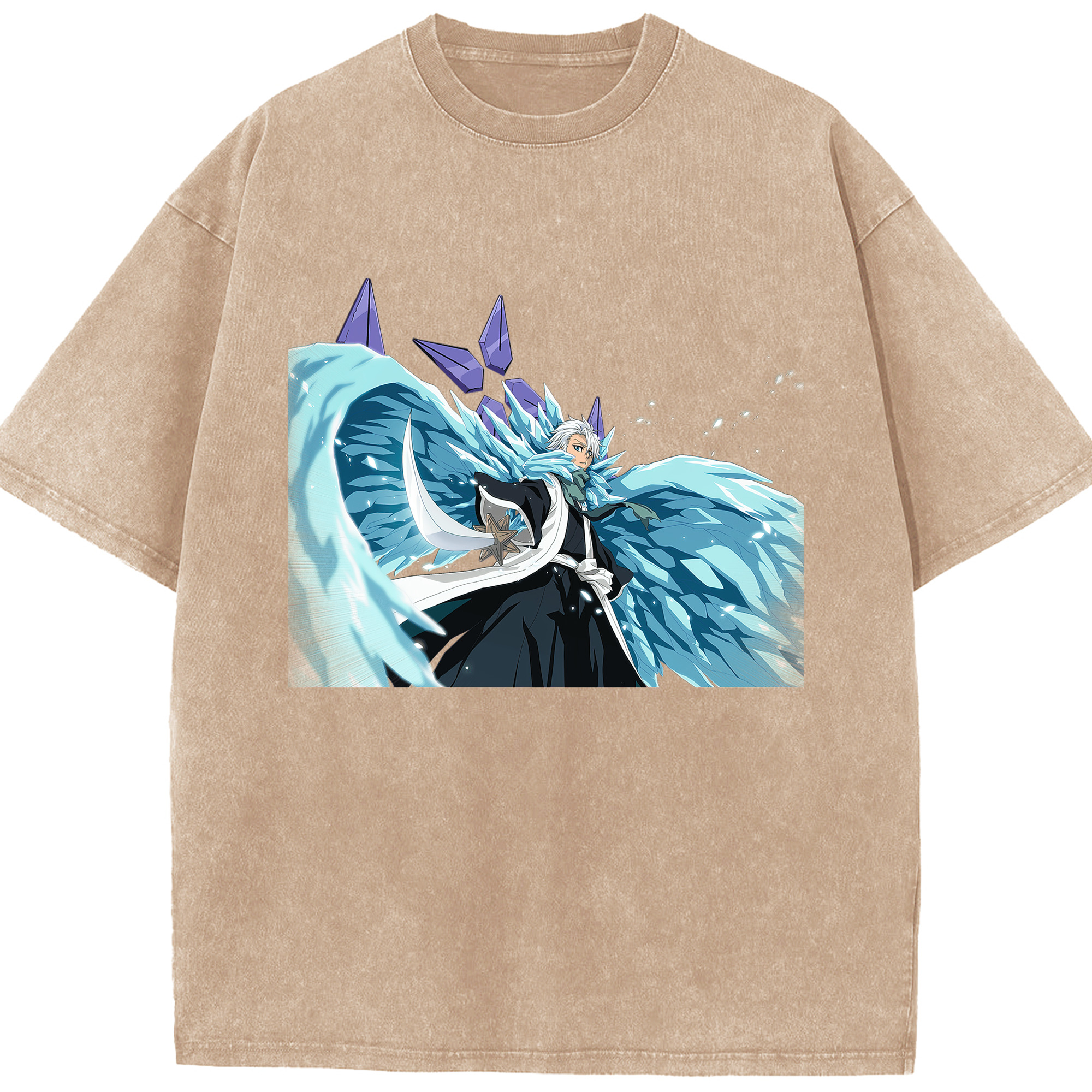（画像用） ブリーチ 日番谷冬獅郎（ひつがや とうしろう） BLEACH Hitsugaya Toushirou 綿100% ヴィンテージ風 半袖Tシャツ（フロントプリント）