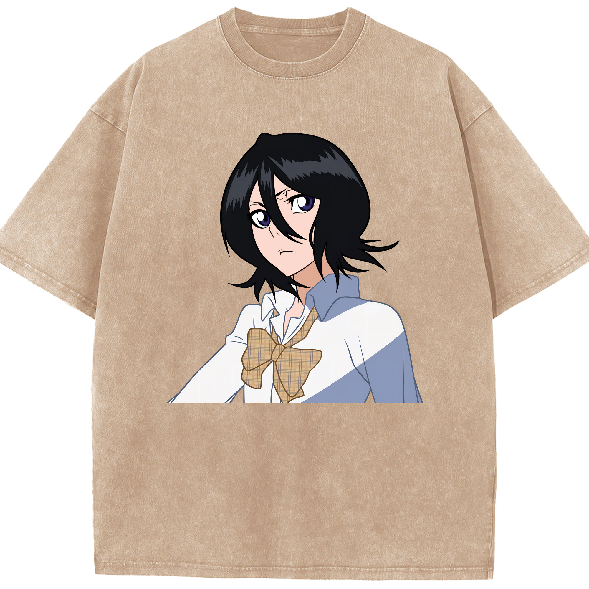 （画像用） ブリーチ 朽木ルキア BLEACH Kuchiki Rukia 綿100% ヴィンテージ風 半袖Tシャツ（フロントプリント）
