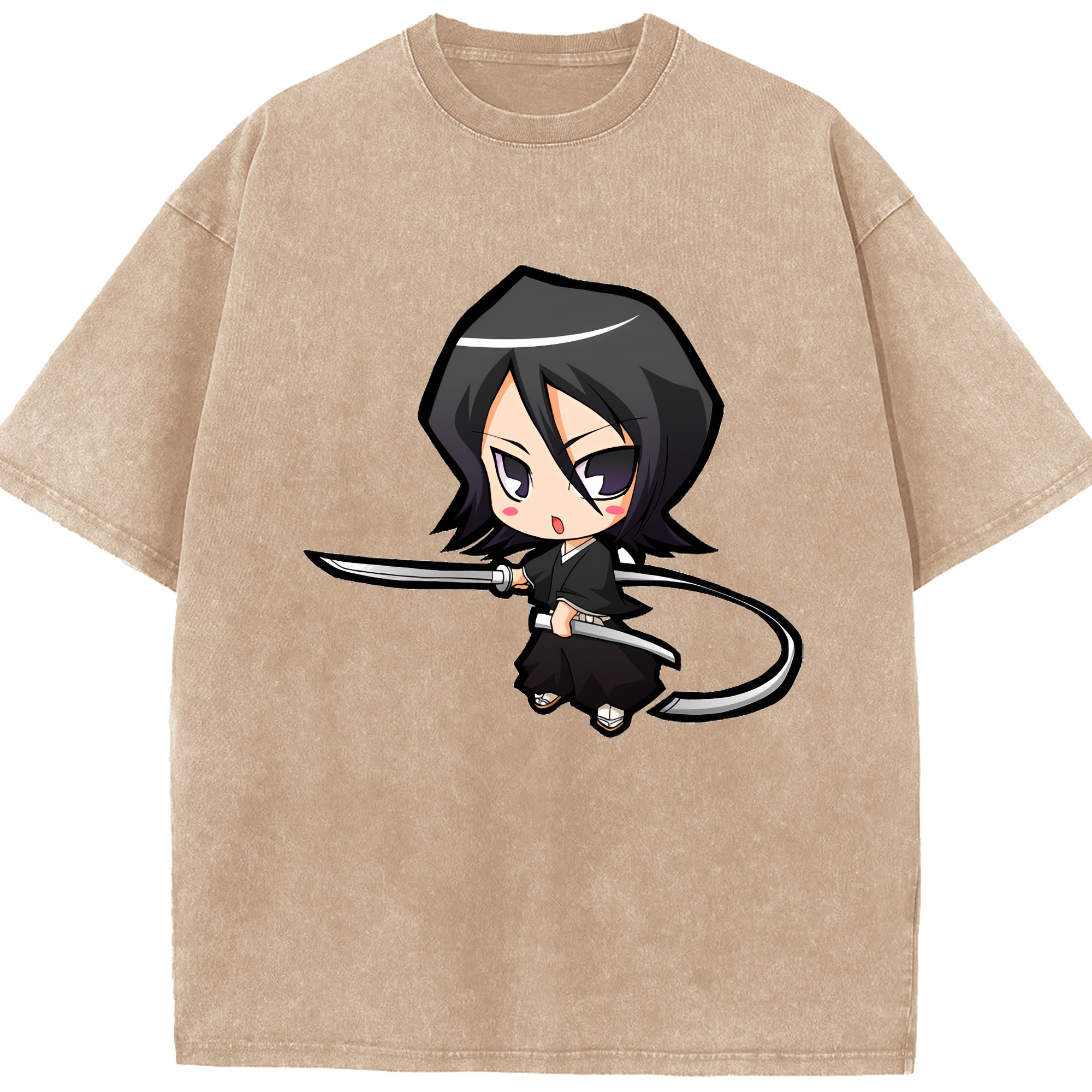 （画像用） ブリーチ 朽木ルキア BLEACH Kuchiki Rukia 綿100% ヴィンテージ風 半袖Tシャツ（フロントプリント）