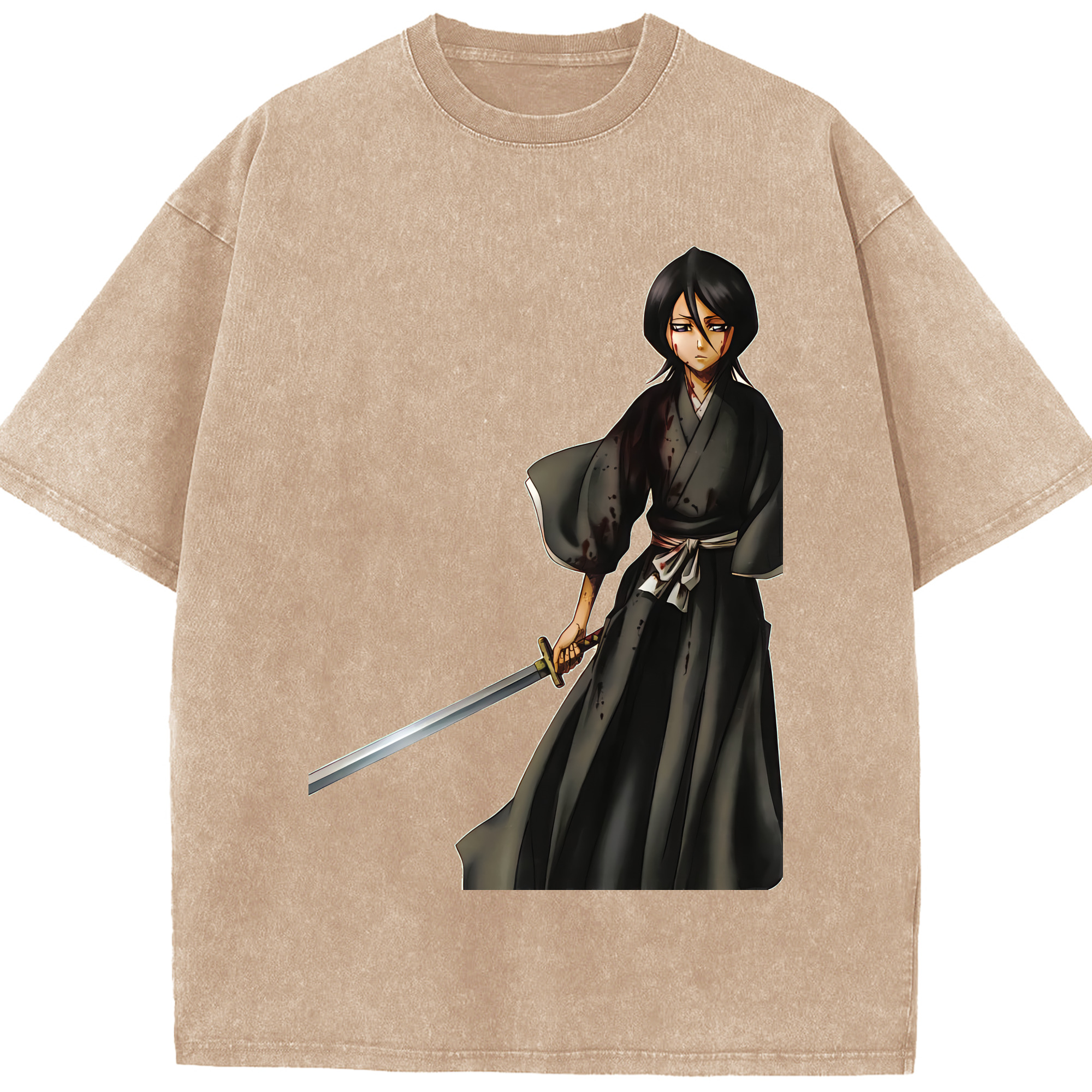 （画像用） ブリーチ 朽木ルキア BLEACH Kuchiki Rukia 綿100% ヴィンテージ風 半袖Tシャツ（フロントプリント）