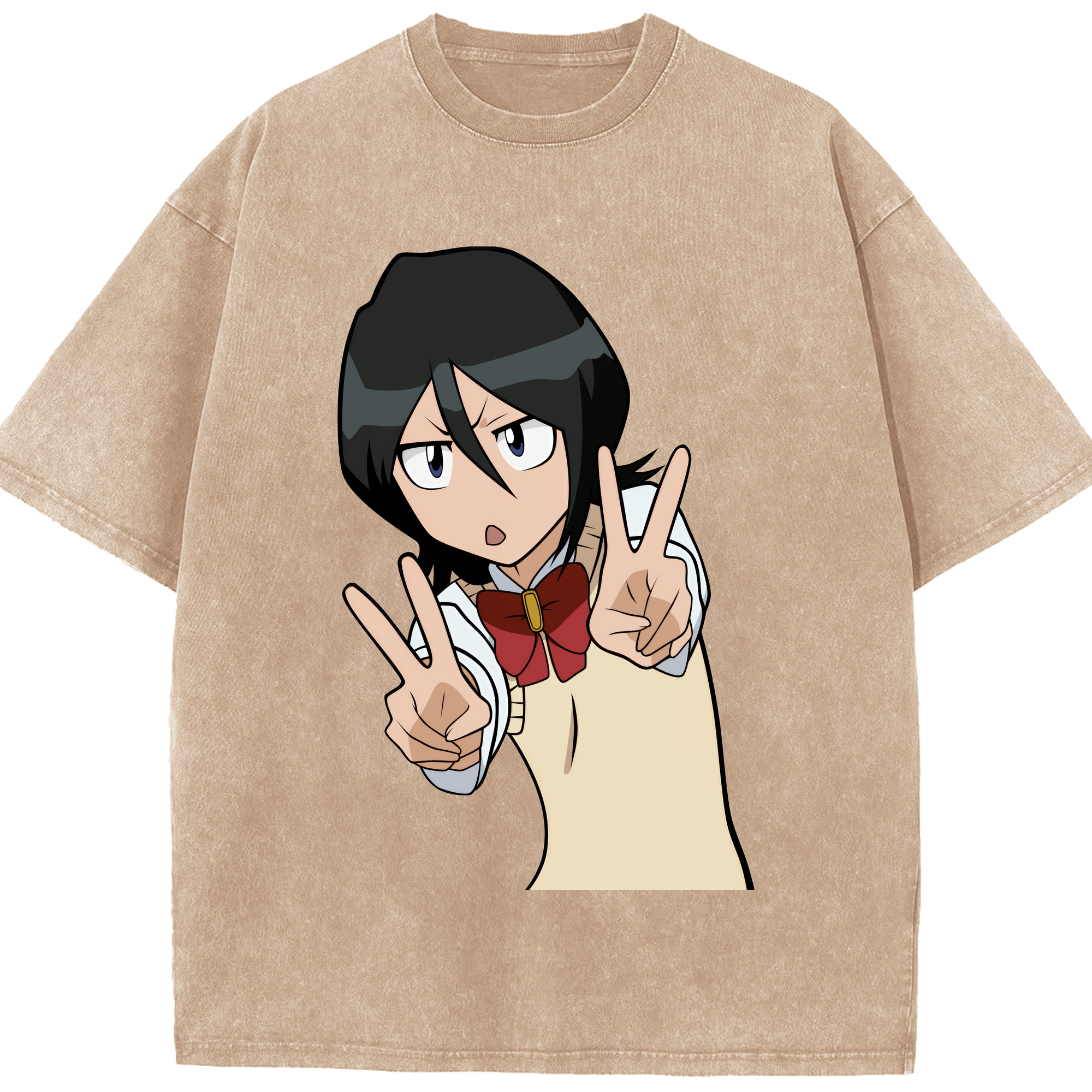 （画像用） ブリーチ 朽木ルキア BLEACH Kuchiki Rukia 綿100% ヴィンテージ風 半袖Tシャツ（フロントプリント）