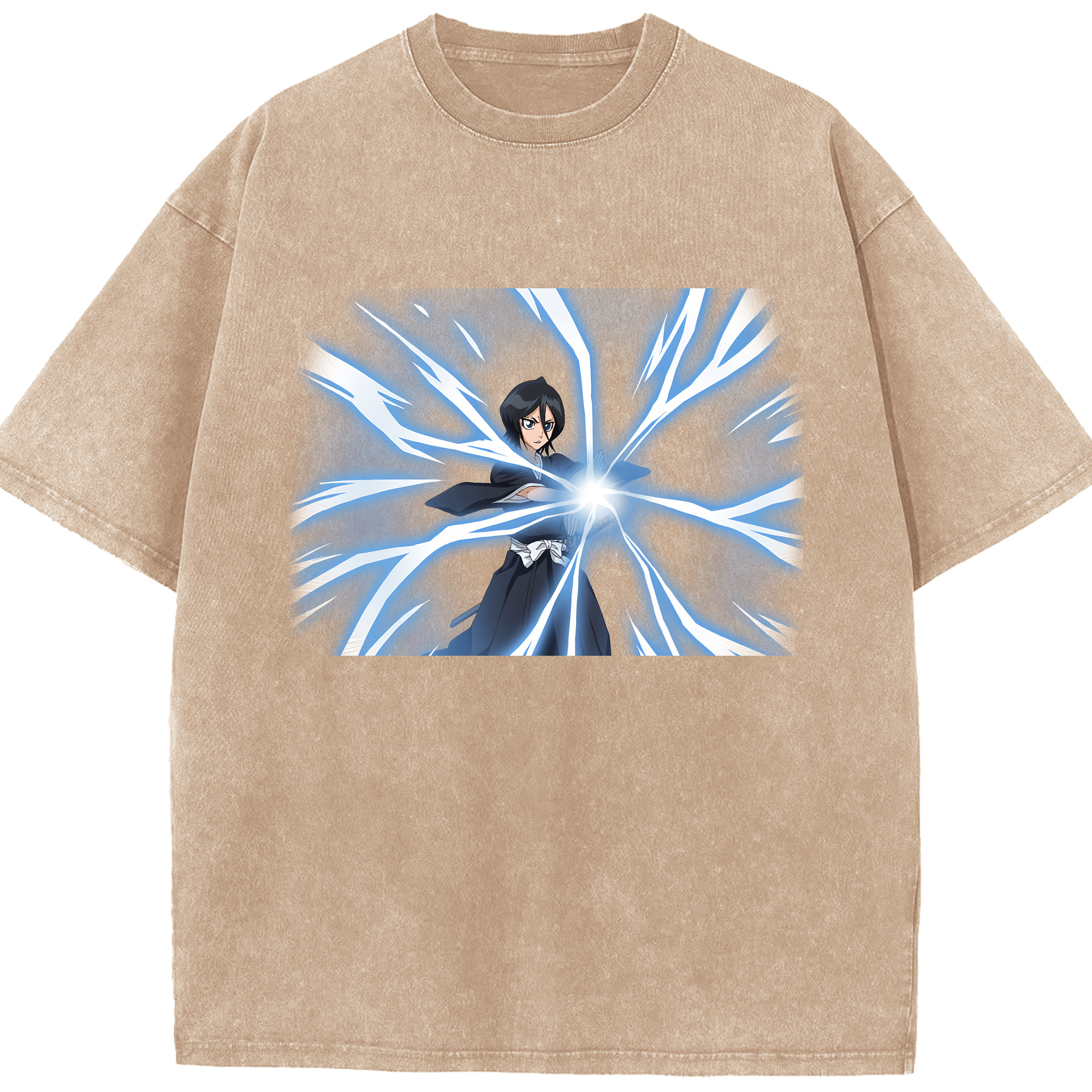 （画像用） ブリーチ 朽木ルキア BLEACH Kuchiki Rukia 綿100% ヴィンテージ風 半袖Tシャツ（フロントプリント）