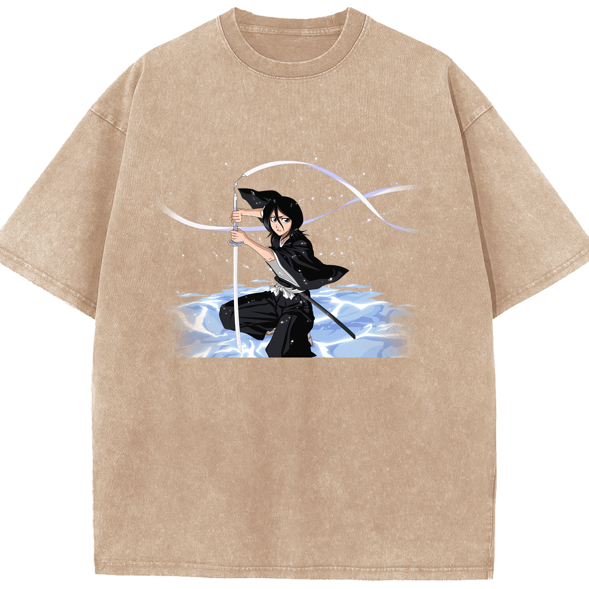 （画像用） ブリーチ 朽木ルキア BLEACH Kuchiki Rukia 綿100% ヴィンテージ風 半袖Tシャツ（フロントプリント）