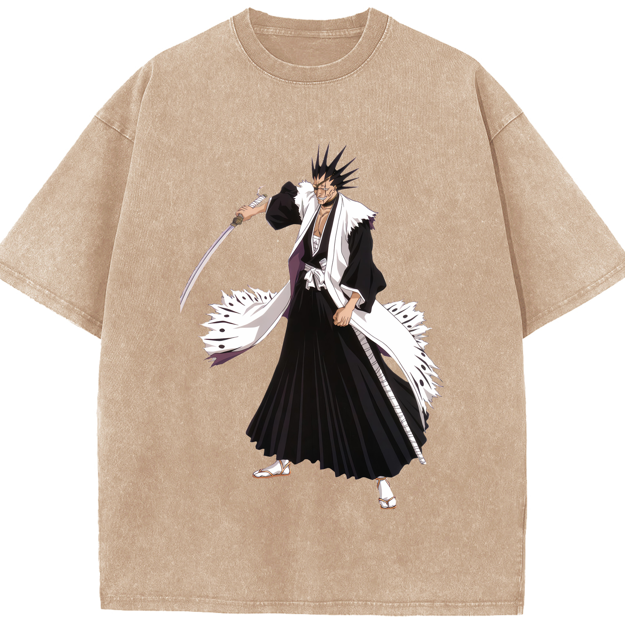 （画像用） ブリーチ ざらき けんぱち BLEACH Zaraki Kenpachi 綿100% ヴィンテージ風 半袖Tシャツ（フロントプリント）