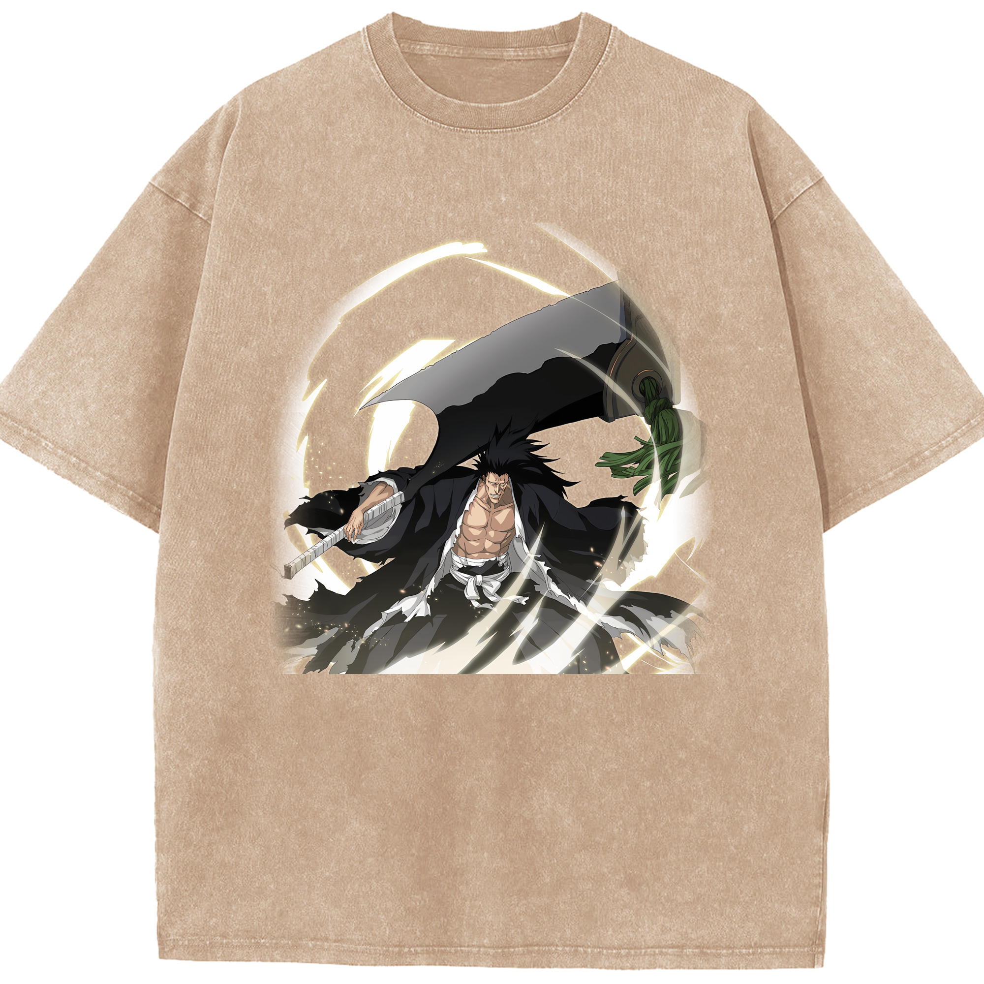 （画像用） ブリーチ ざらき けんぱち BLEACH Zaraki Kenpachi 綿100% ヴィンテージ風 半袖Tシャツ（フロントプリント）