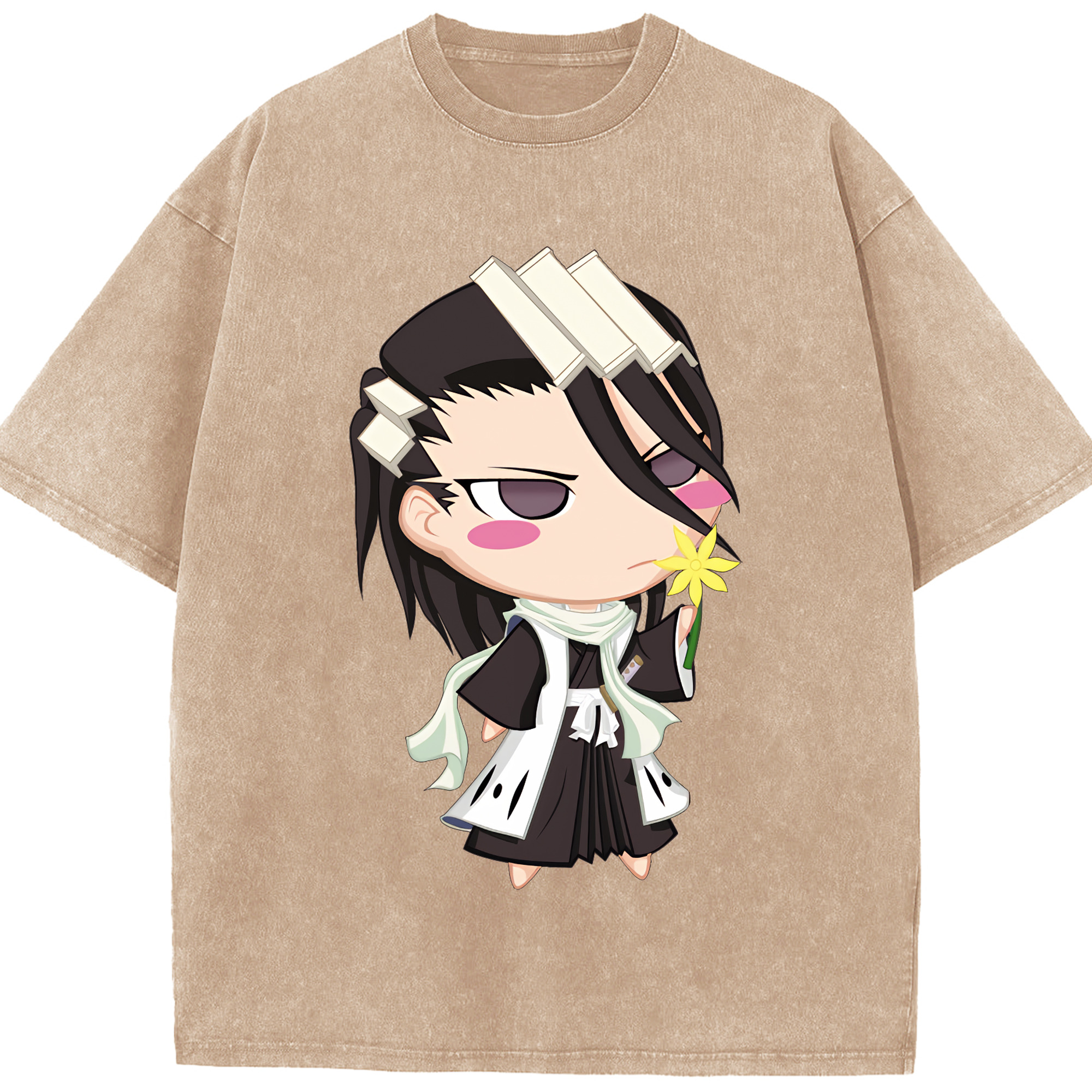（画像用） ブリーチ くちき びゃくや BLEACH Kuchiki Byakuya 綿100% ヴィンテージ風 半袖Tシャツ（フロントプリント）