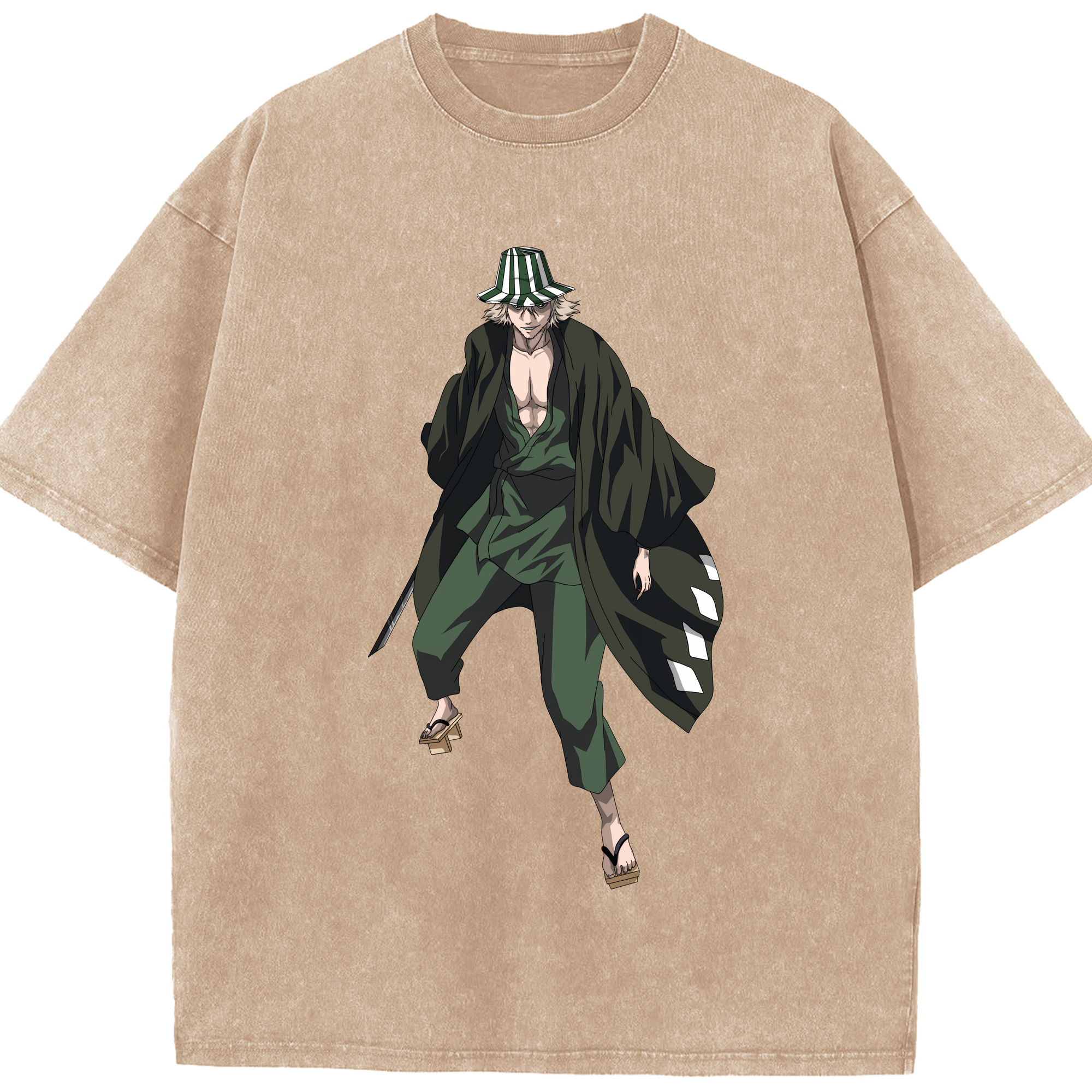 （画像用） "ブリーチ 浦原 喜助（うらはら きすけ） BLEACH Urahara Kisuke " 綿100% ヴィンテージ風 半袖Tシャツ（フロントプリント）