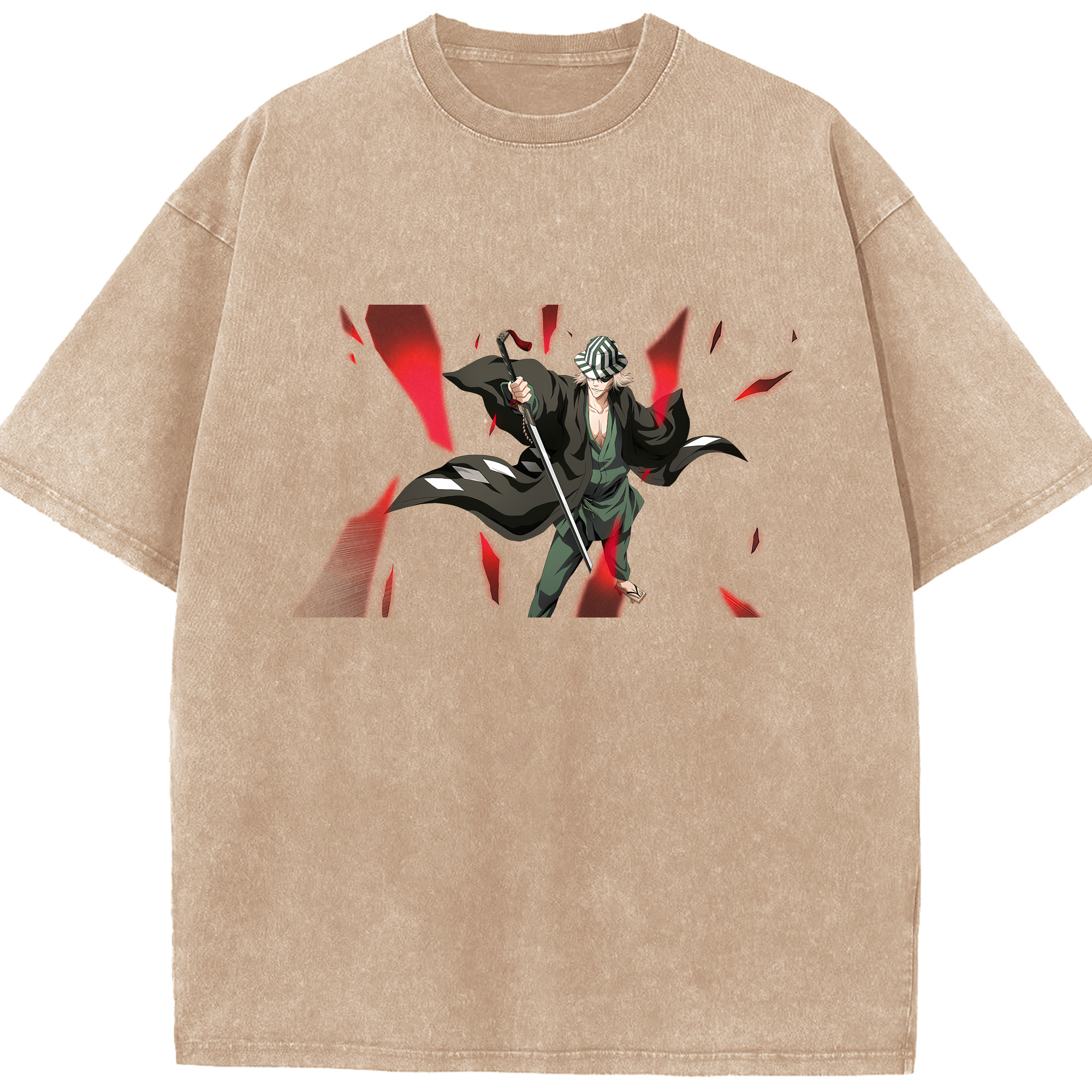 （画像用） "ブリーチ 浦原 喜助（うらはら きすけ） BLEACH Urahara Kisuke " 綿100% ヴィンテージ風 半袖Tシャツ（フロントプリント）