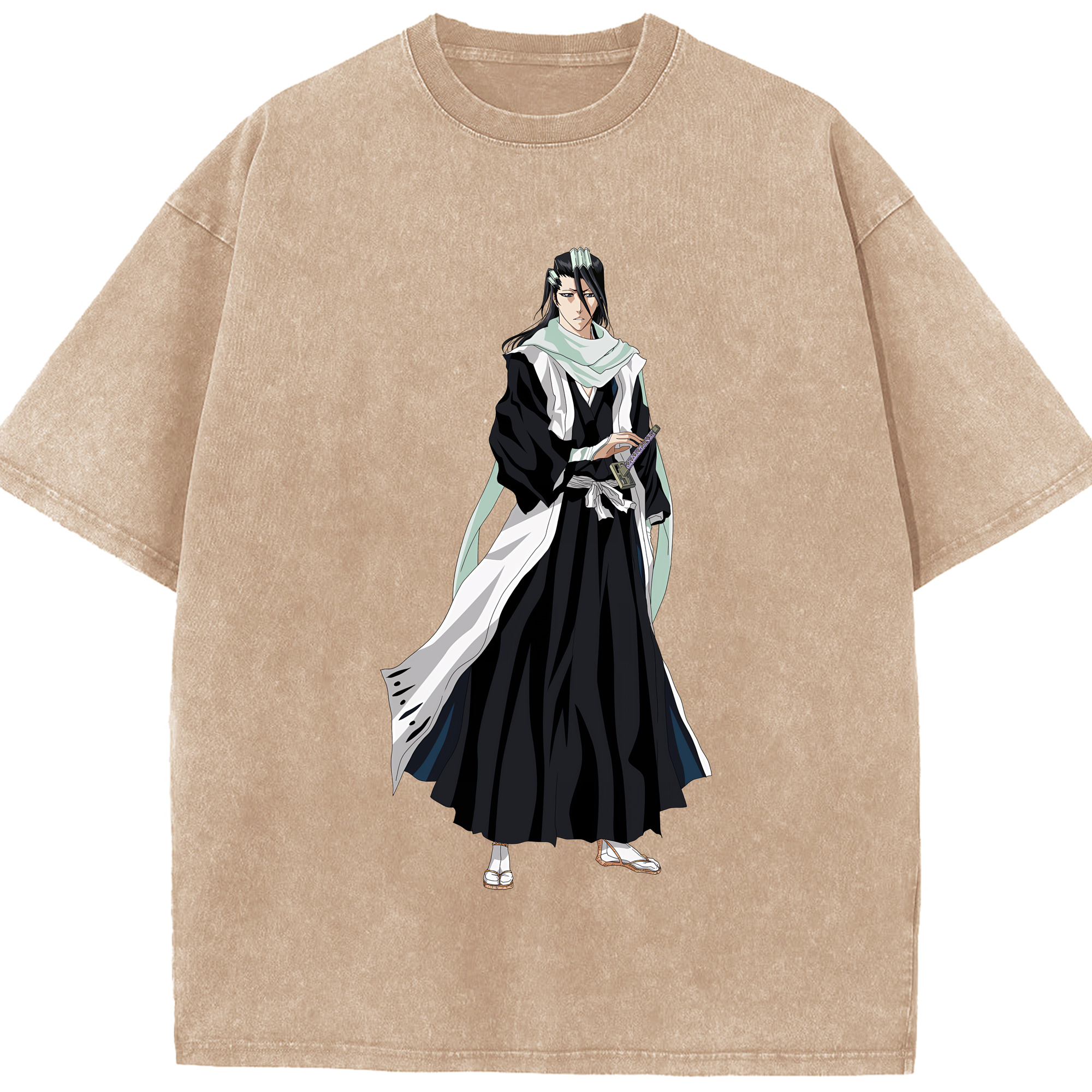 （画像用） ブリーチ くちき びゃくや BLEACH Kuchiki Byakuya 綿100% ヴィンテージ風 半袖Tシャツ（フロントプリント）