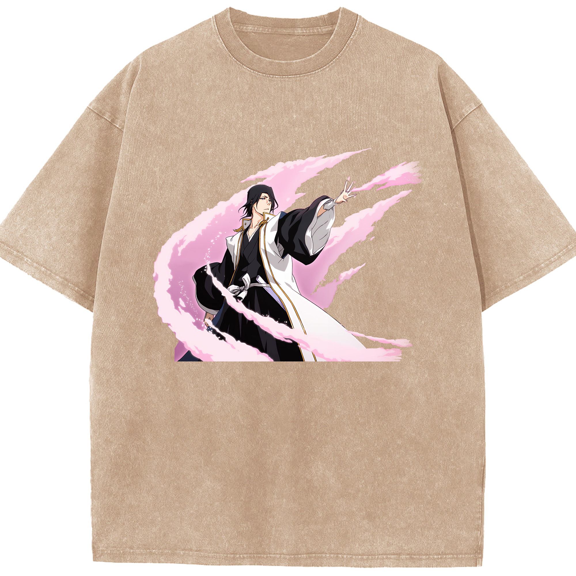 （画像用） ブリーチ くちき びゃくや BLEACH Kuchiki Byakuya 綿100% ヴィンテージ風 半袖Tシャツ（フロントプリント）