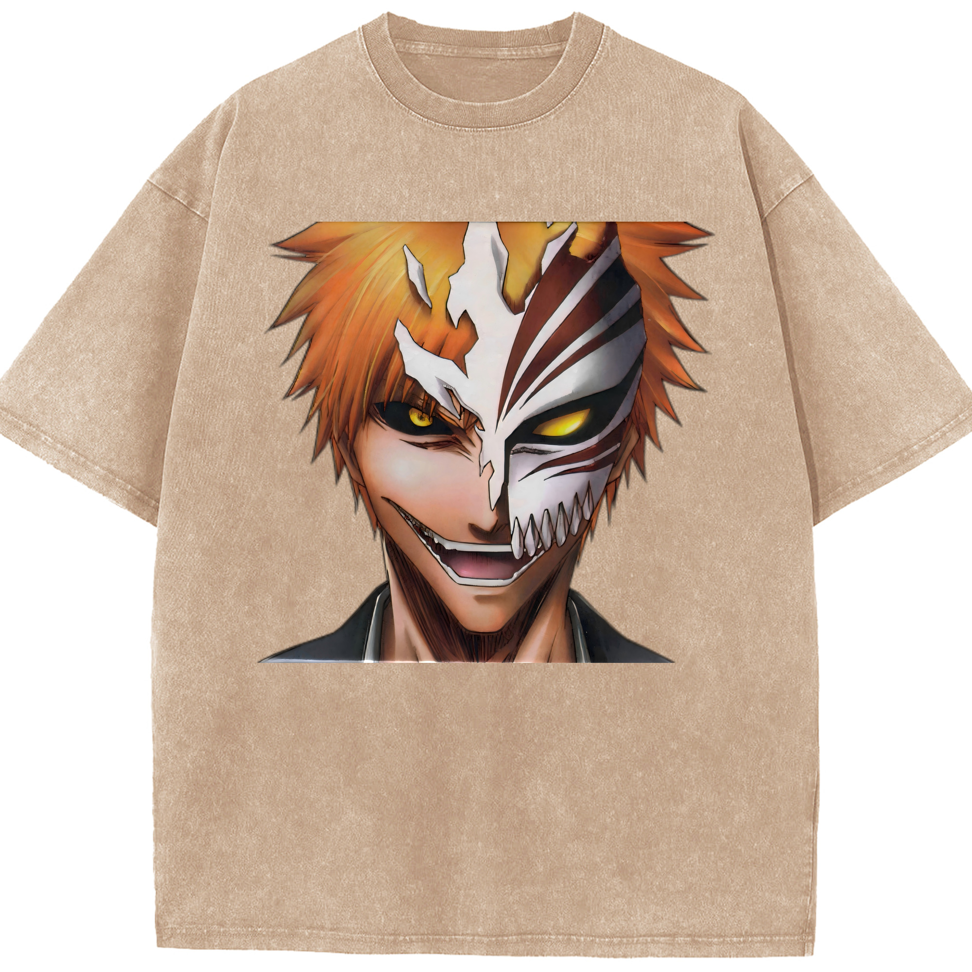（画像用） ブリーチ 黒崎一護（くろさき いちご）BLEACH Kurosaki Ichigo 綿100% ヴィンテージ風 半袖Tシャツ（フロントプリント）