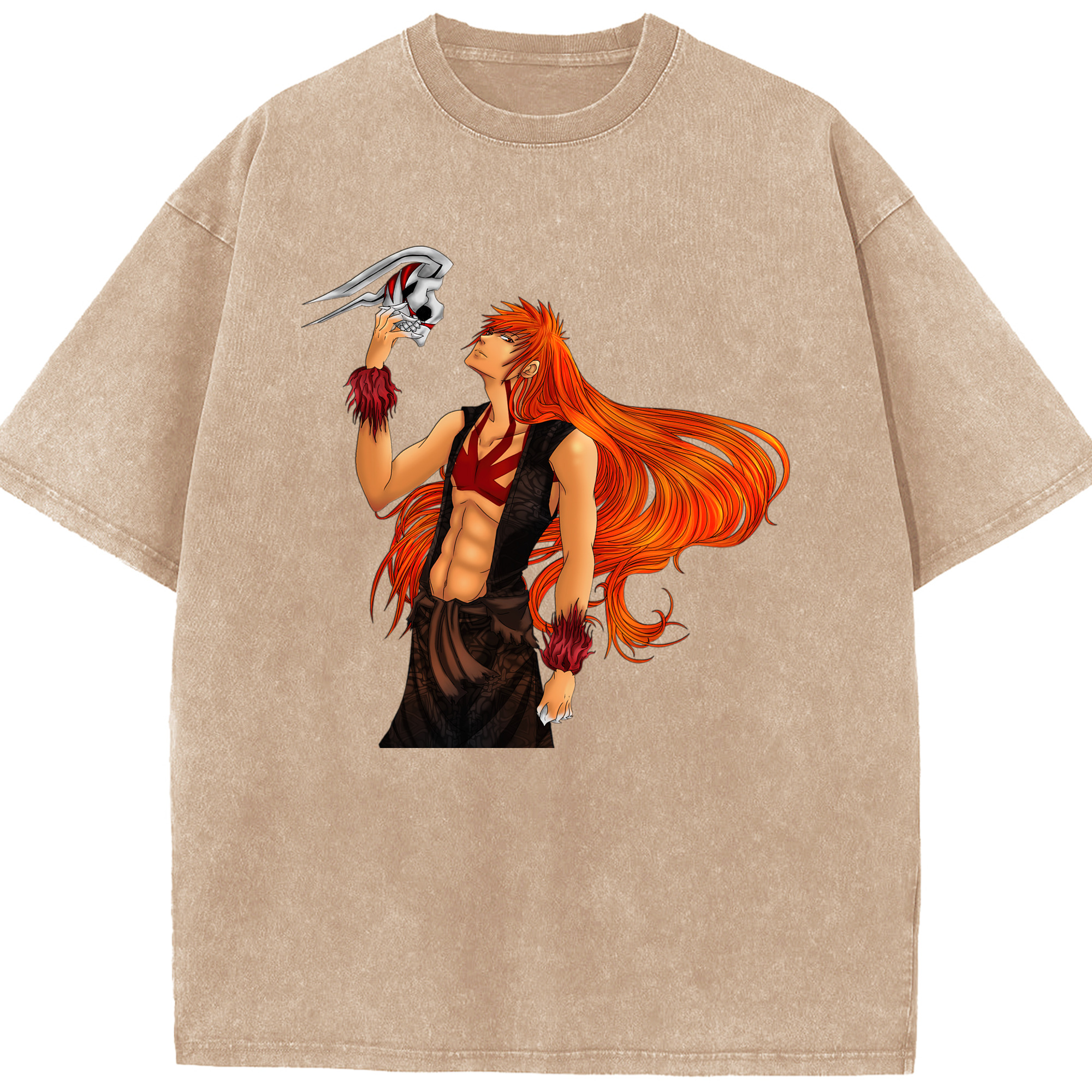 （画像用） ブリーチ 黒崎一護（くろさき いちご）BLEACH Kurosaki Ichigo 綿100% ヴィンテージ風 半袖Tシャツ（フロントプリント）