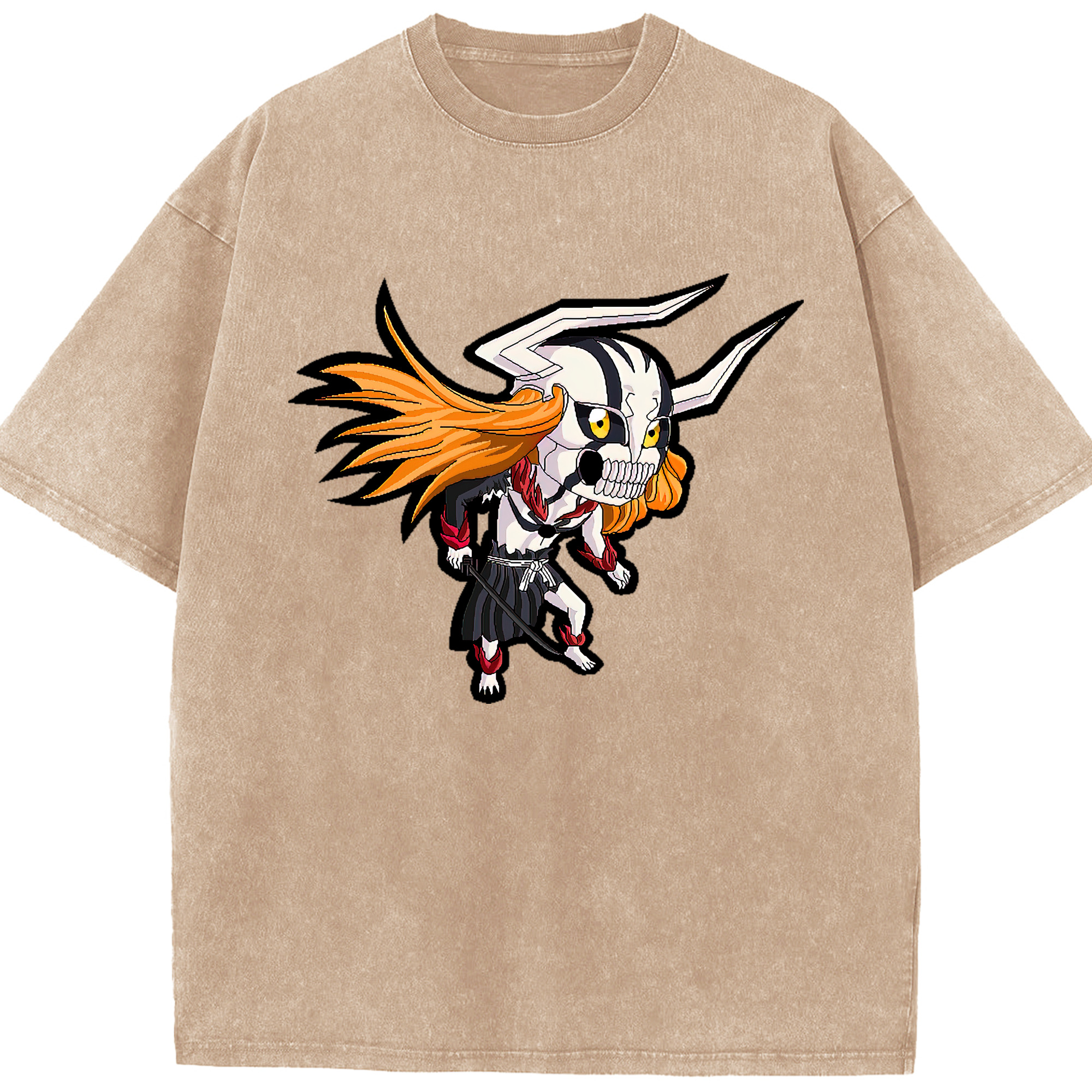（画像用） ブリーチ 黒崎一護（くろさき いちご）BLEACH Kurosaki Ichigo 綿100% ヴィンテージ風 半袖Tシャツ（フロントプリント）