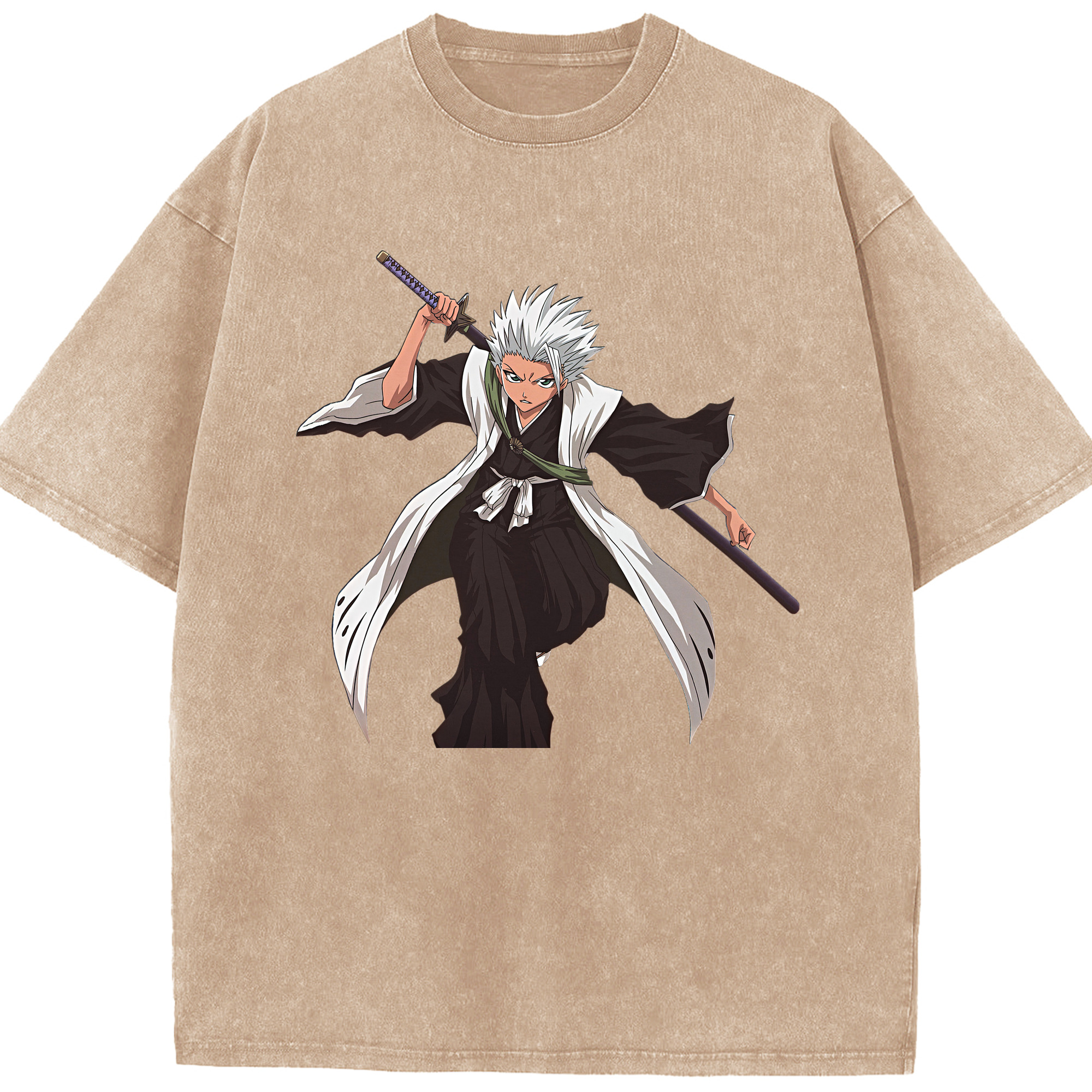 （画像用） ブリーチ 日番谷冬獅郎（ひつがや とうしろう） BLEACH Hitsugaya Toushirou 綿100% ヴィンテージ風 半袖Tシャツ（フロントプリント）