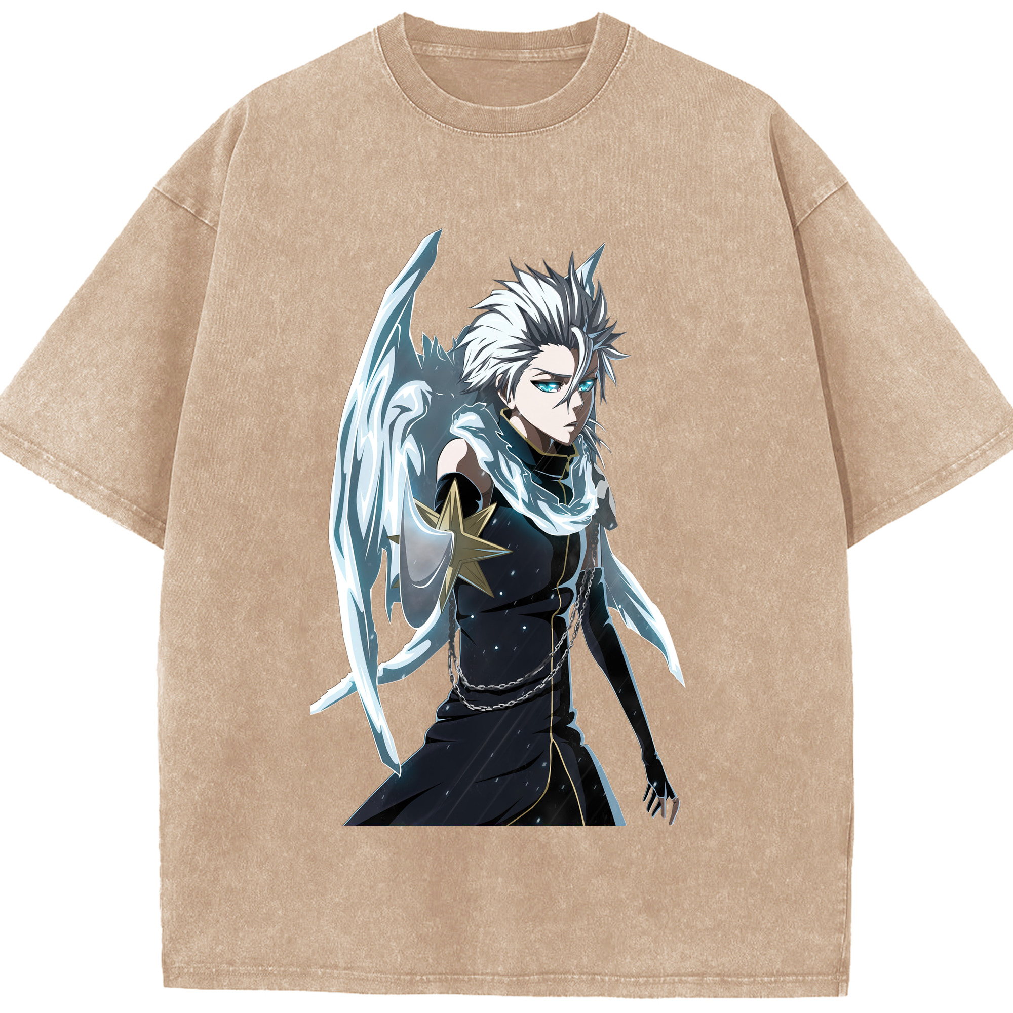 （画像用） ブリーチ 日番谷冬獅郎（ひつがや とうしろう） BLEACH Hitsugaya Toushirou 綿100% ヴィンテージ風 半袖Tシャツ（フロントプリント）