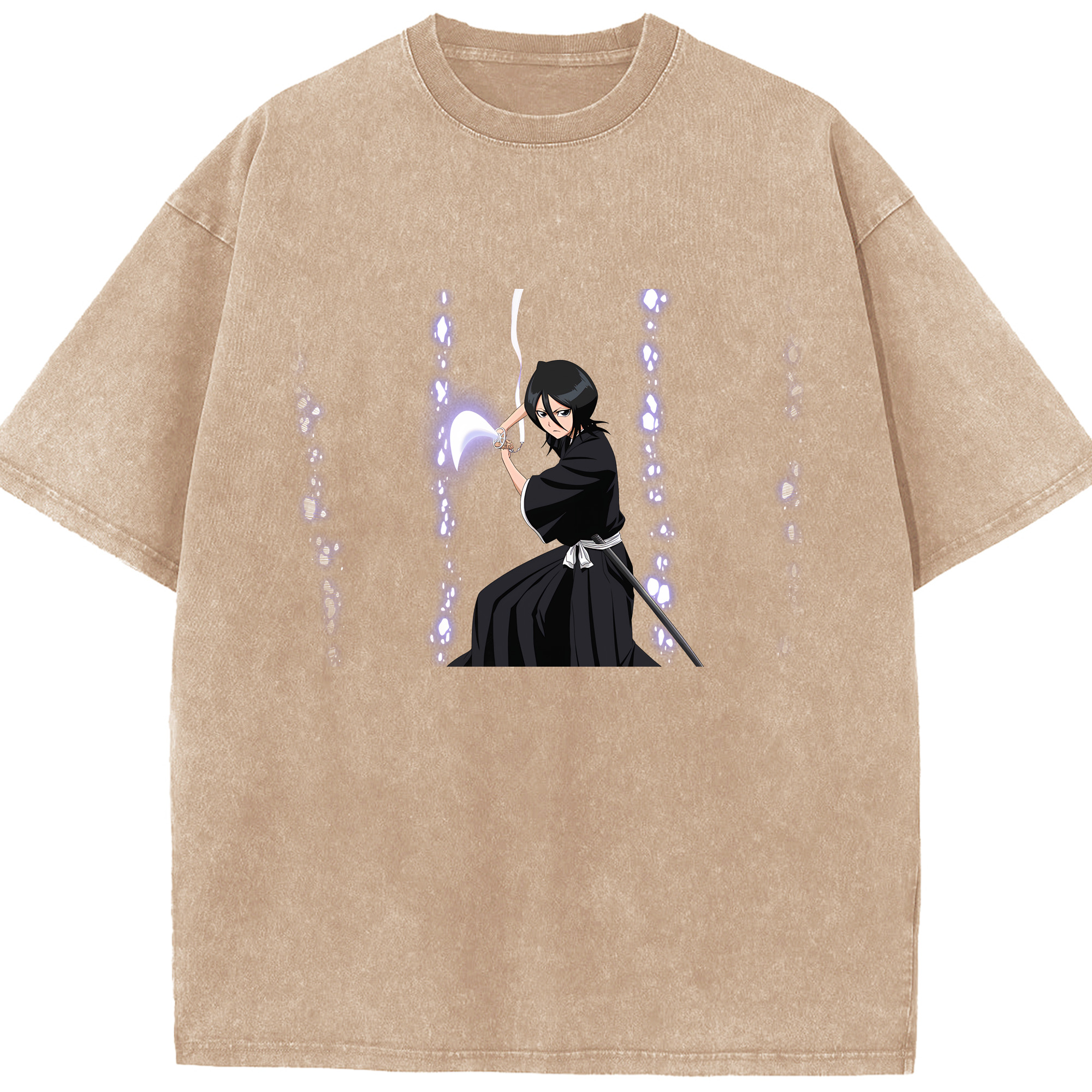 （画像用） ブリーチ 朽木ルキア BLEACH Kuchiki Rukia 綿100% ヴィンテージ風 半袖Tシャツ（フロントプリント）