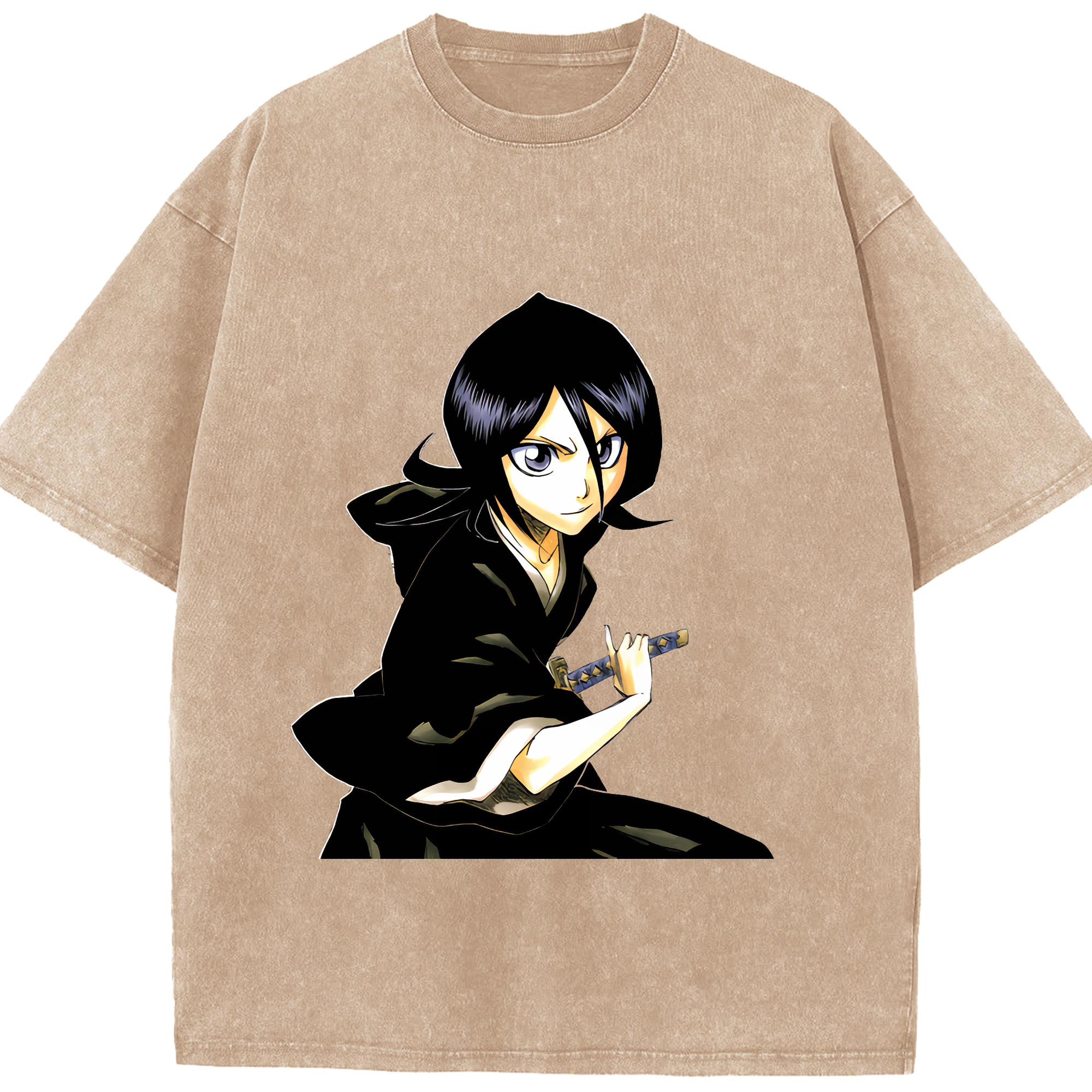 （画像用） ブリーチ 朽木ルキア BLEACH Kuchiki Rukia 綿100% ヴィンテージ風 半袖Tシャツ（フロントプリント）