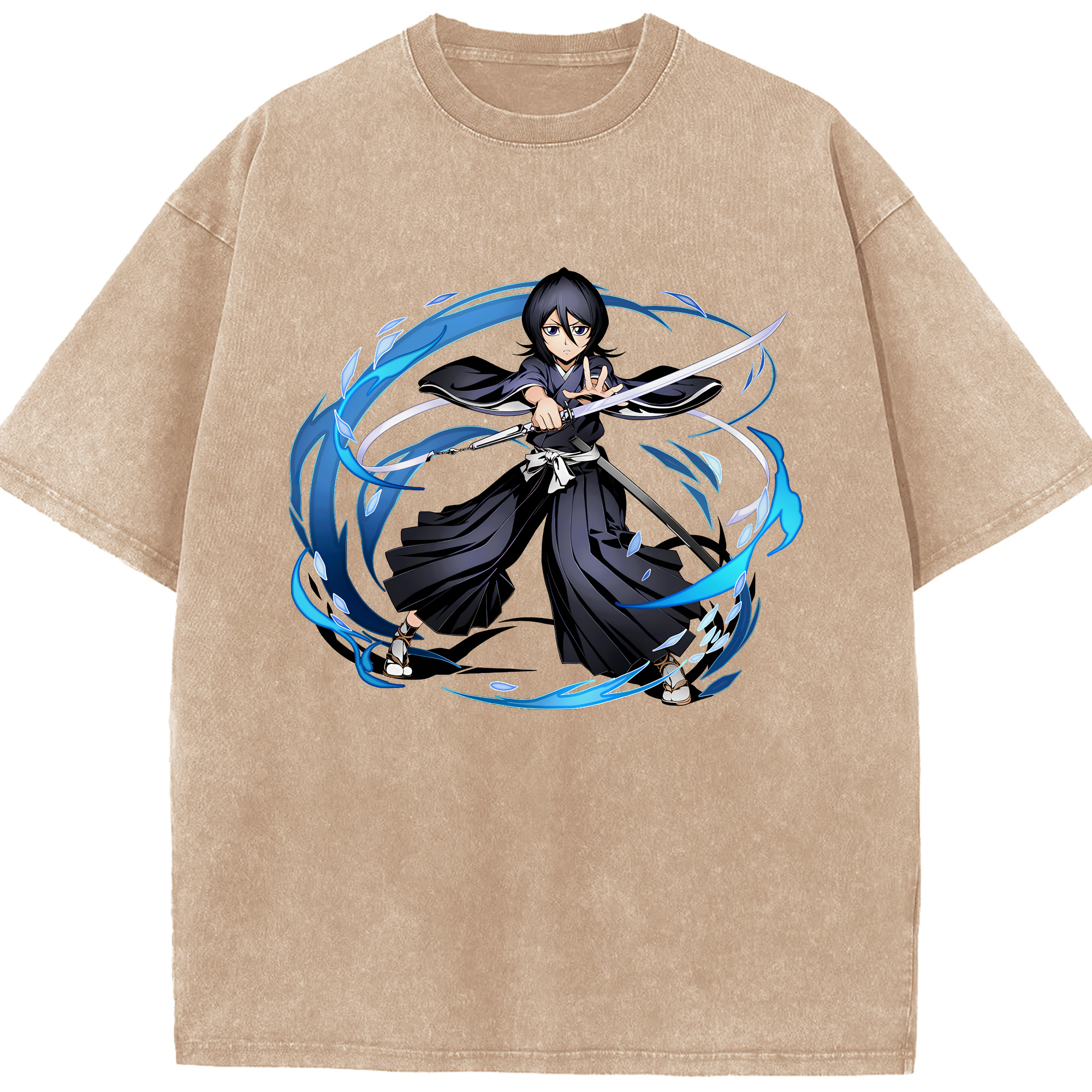 （画像用） ブリーチ 朽木ルキア BLEACH Kuchiki Rukia 綿100% ヴィンテージ風 半袖Tシャツ（フロントプリント）