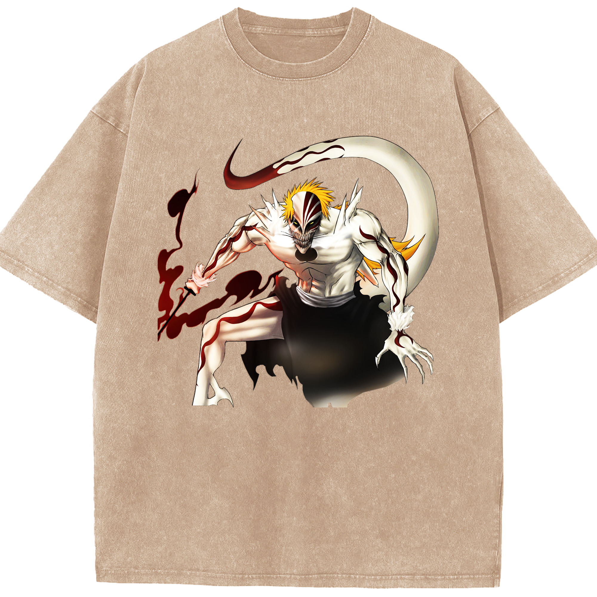 （画像用） ブリーチ 黒崎一護（くろさき いちご）BLEACH Kurosaki Ichigo 綿100% ヴィンテージ風 半袖Tシャツ（フロントプリント）
