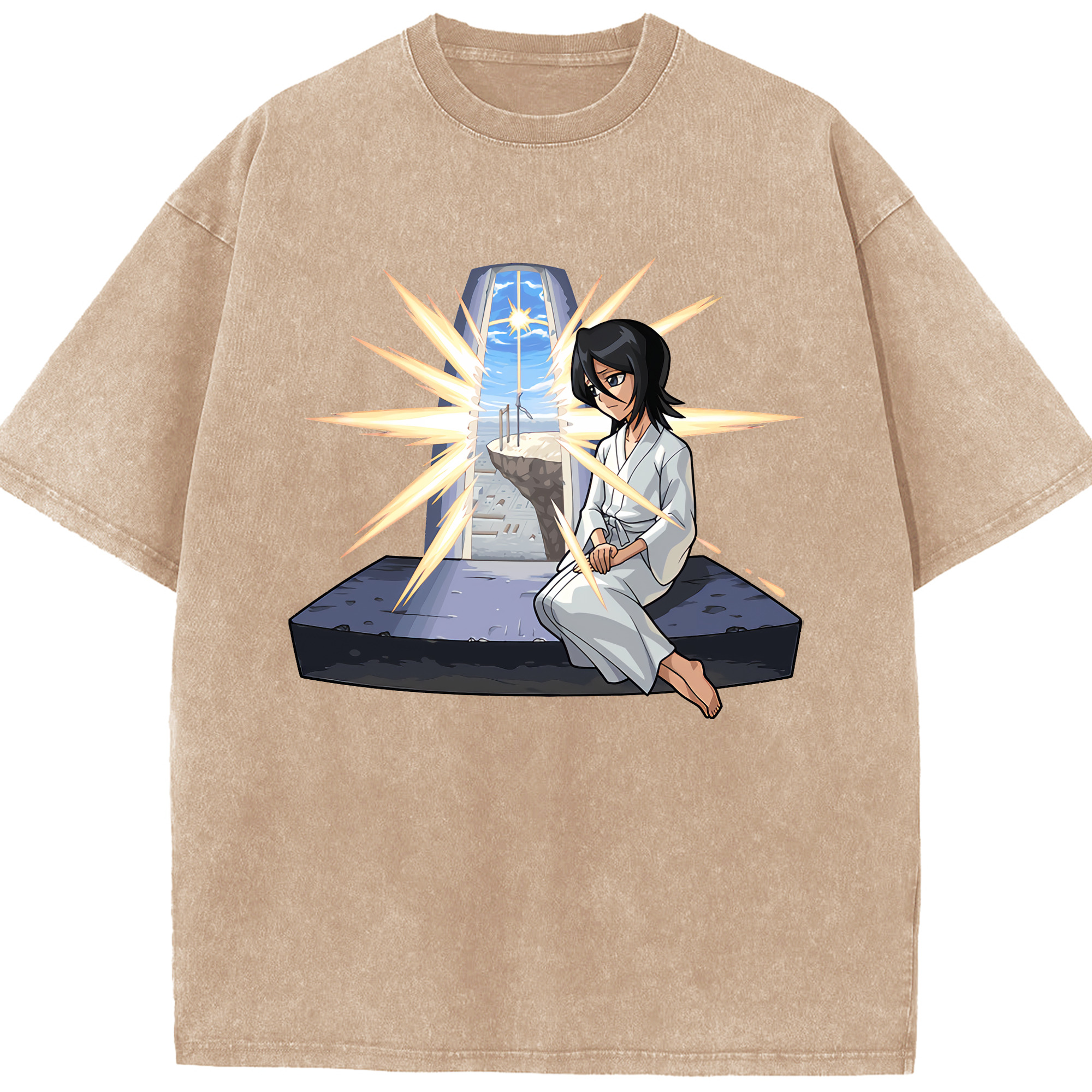 （画像用） ブリーチ 朽木ルキア BLEACH Kuchiki Rukia 綿100% ヴィンテージ風 半袖Tシャツ（フロントプリント）