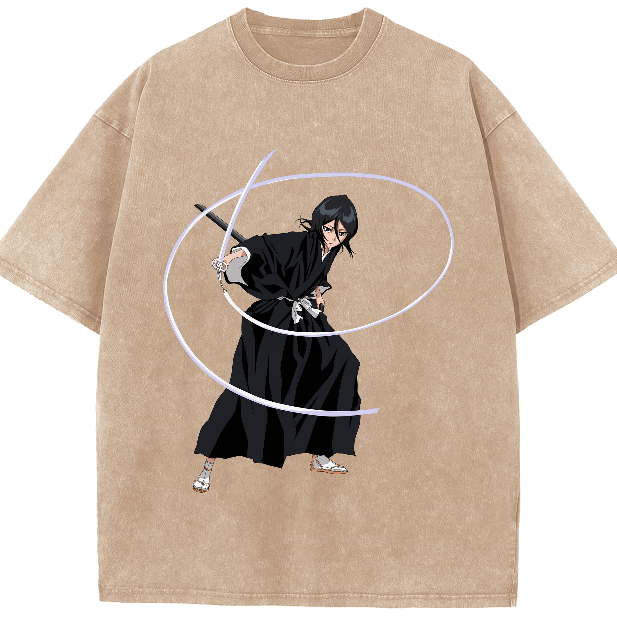 （画像用） ブリーチ 朽木ルキア BLEACH Kuchiki Rukia 綿100% ヴィンテージ風 半袖Tシャツ（フロントプリント）