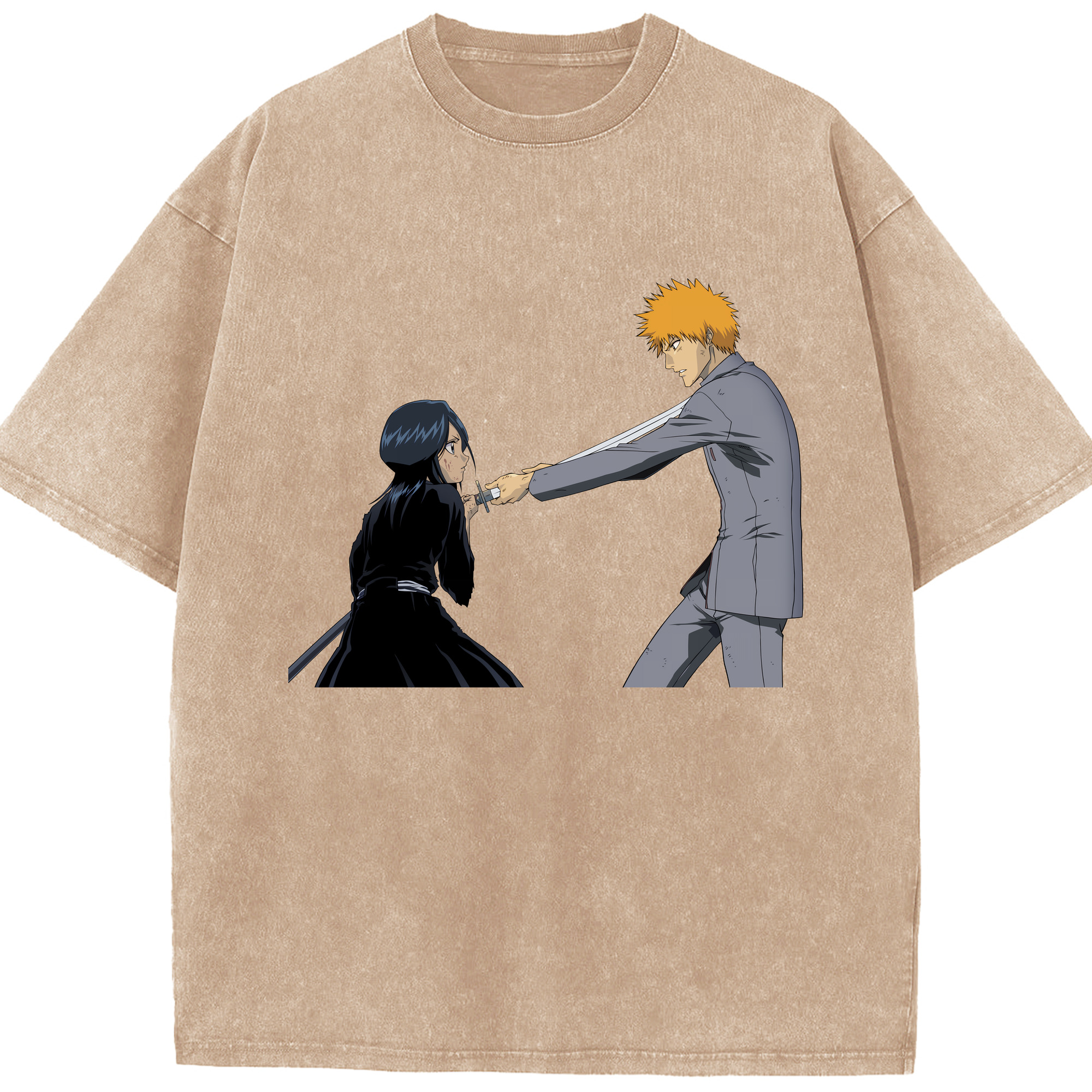 （画像用） ブリーチ 朽木ルキア BLEACH Kuchiki Rukia 綿100% ヴィンテージ風 半袖Tシャツ（フロントプリント）