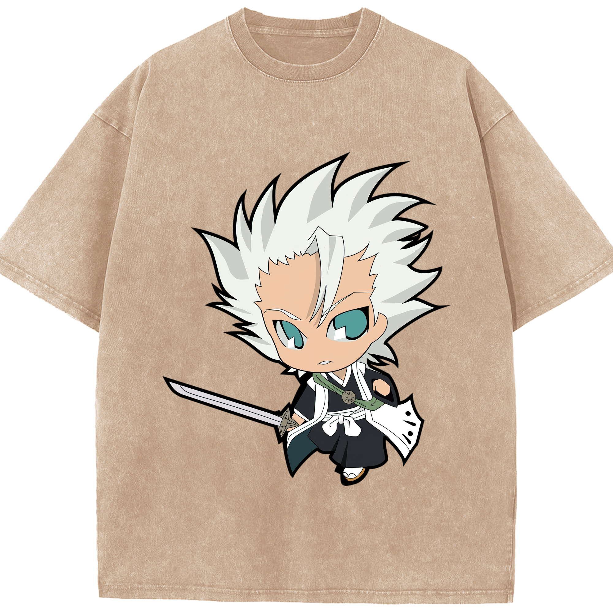 （画像用） ブリーチ 日番谷冬獅郎（ひつがや とうしろう） BLEACH Hitsugaya Toushirou 綿100% ヴィンテージ風 半袖Tシャツ（フロントプリント）