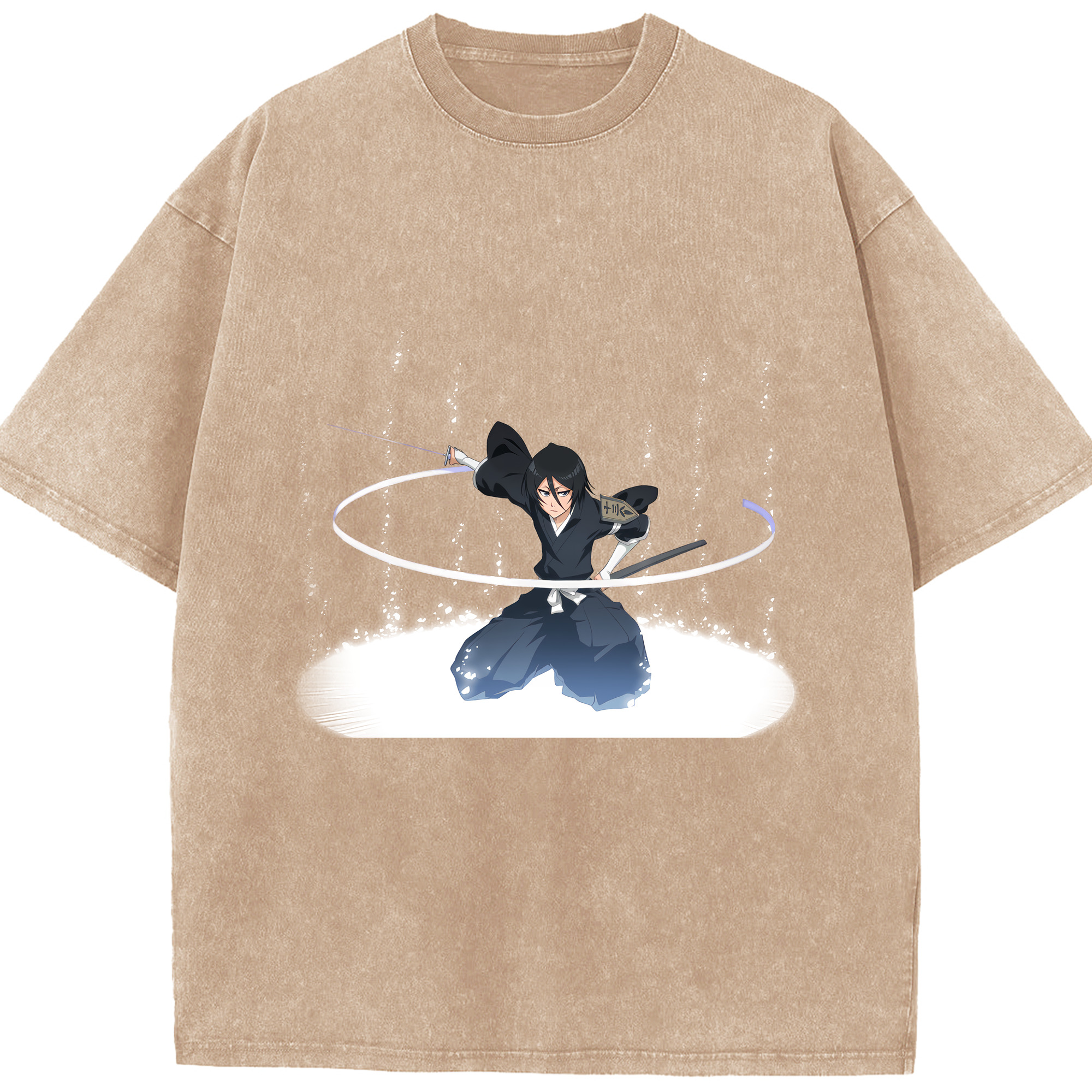 （画像用） ブリーチ 朽木ルキア BLEACH Kuchiki Rukia 綿100% ヴィンテージ風 半袖Tシャツ（フロントプリント）