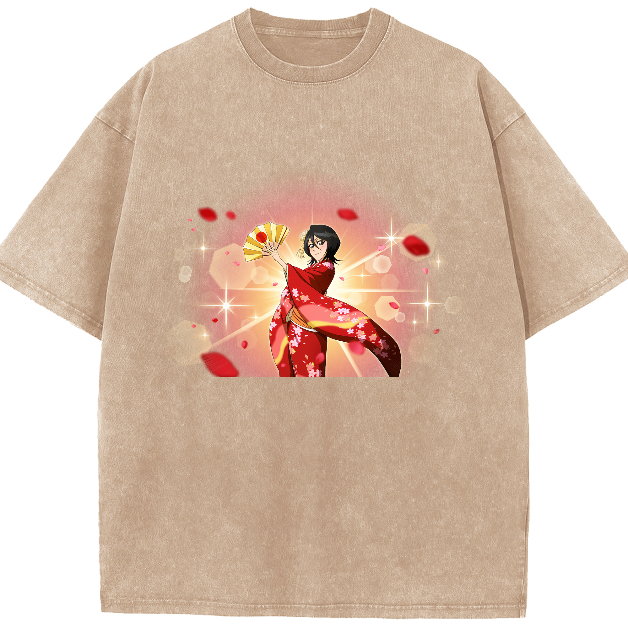 （画像用） ブリーチ 朽木ルキア BLEACH Kuchiki Rukia 綿100% ヴィンテージ風 半袖Tシャツ（フロントプリント）