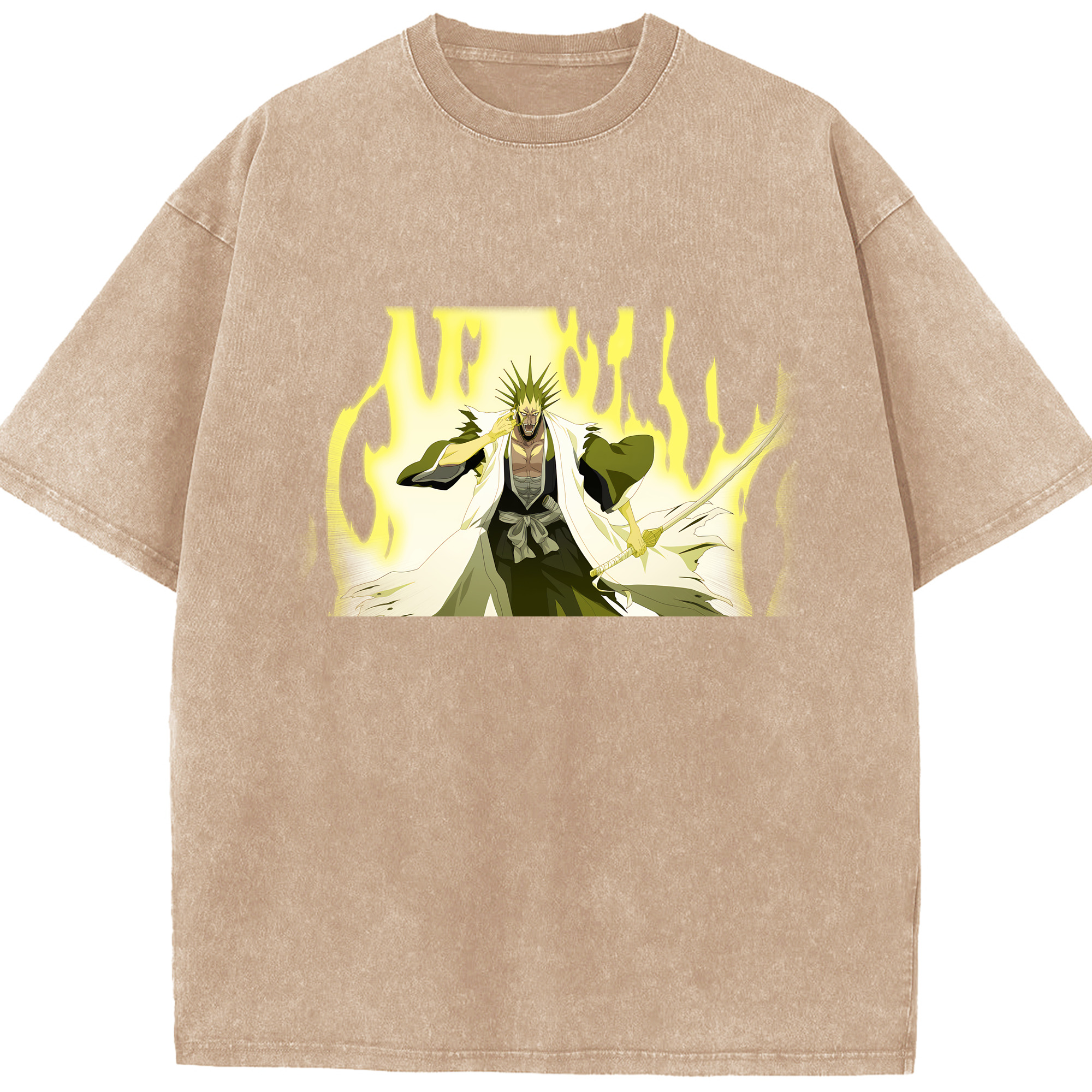（画像用） ブリーチ ざらき けんぱち BLEACH Zaraki Kenpachi 綿100% ヴィンテージ風 半袖Tシャツ（フロントプリント）