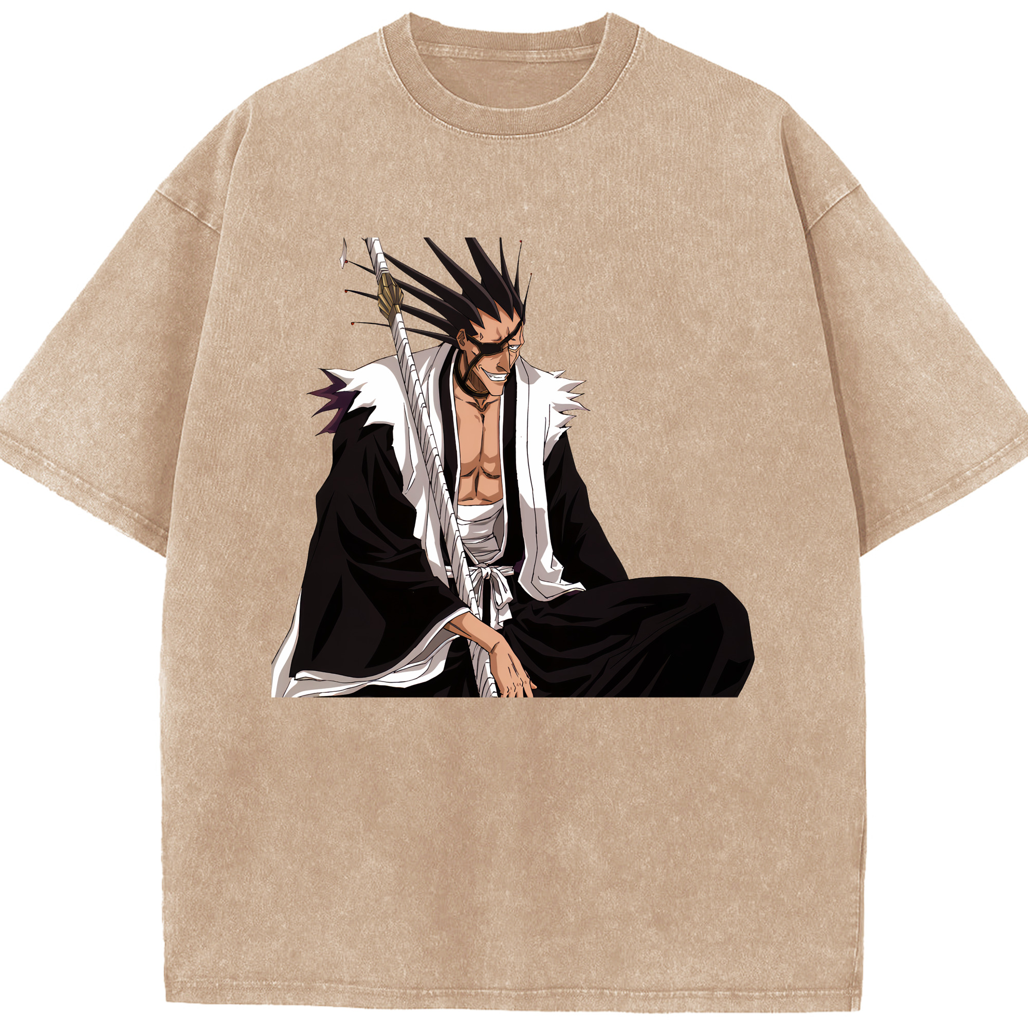 （画像用） ブリーチ ざらき けんぱち BLEACH Zaraki Kenpachi 綿100% ヴィンテージ風 半袖Tシャツ（フロントプリント）