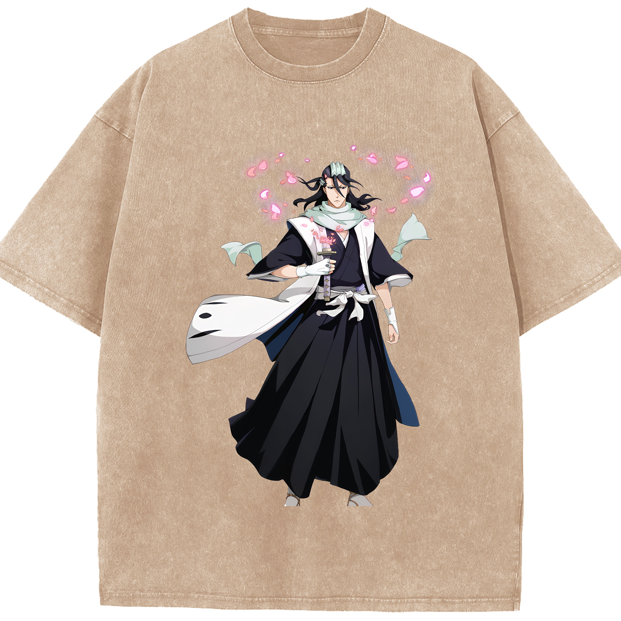 （画像用） ブリーチ くちき びゃくや BLEACH Kuchiki Byakuya 綿100% ヴィンテージ風 半袖Tシャツ（フロントプリント）