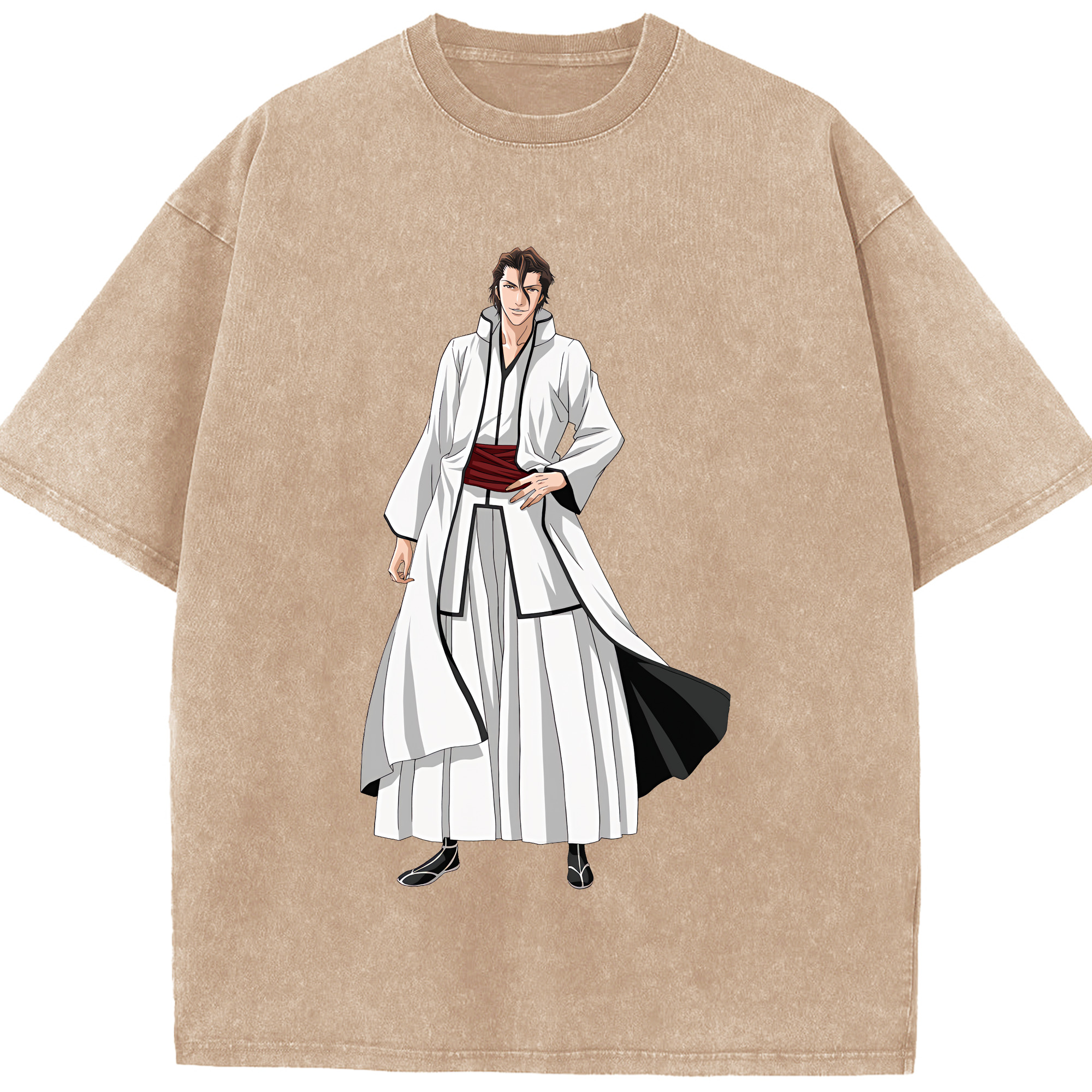 （画像用） ブリーチ 藍染 惣右介（あいぜん そうすけ） BLEACH Aizen Sousuke 綿100% ヴィンテージ風 半袖Tシャツ（フロントプリント）