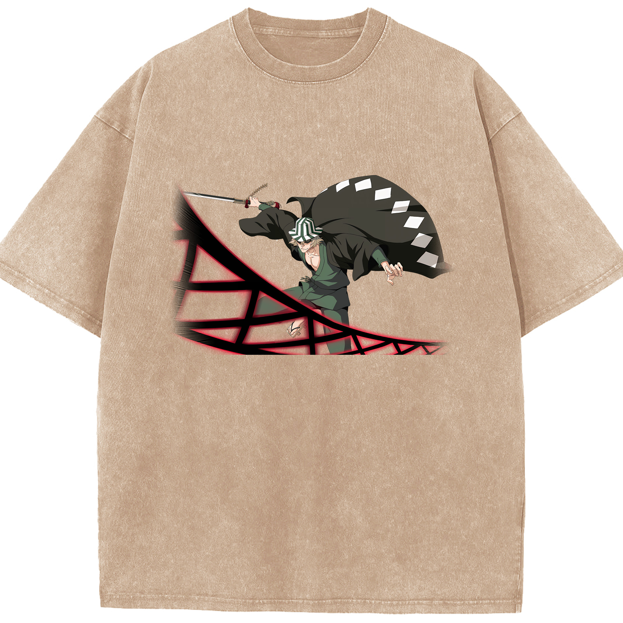 （画像用） "ブリーチ 浦原 喜助（うらはら きすけ） BLEACH Urahara Kisuke " 綿100% ヴィンテージ風 半袖Tシャツ（フロントプリント）