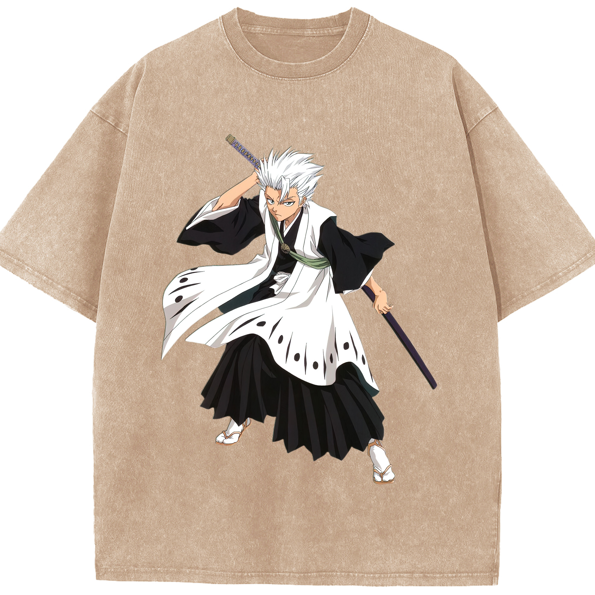 （画像用） ブリーチ 日番谷冬獅郎（ひつがや とうしろう） BLEACH Hitsugaya Toushirou 綿100% ヴィンテージ風 半袖Tシャツ（フロントプリント）