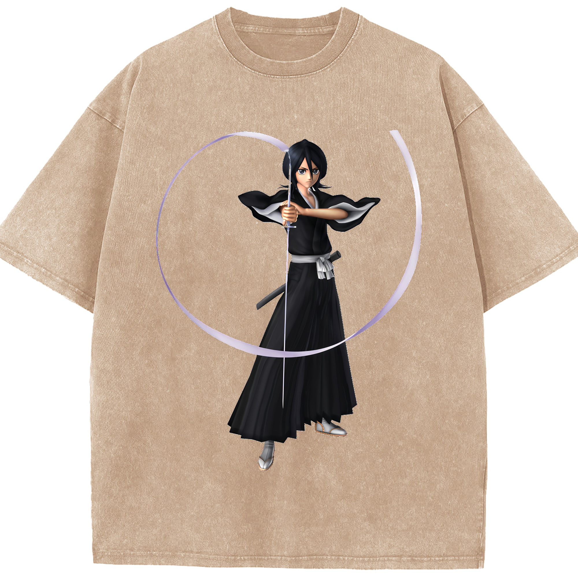 （画像用） ブリーチ 朽木ルキア BLEACH Kuchiki Rukia 綿100% ヴィンテージ風 半袖Tシャツ（フロントプリント）