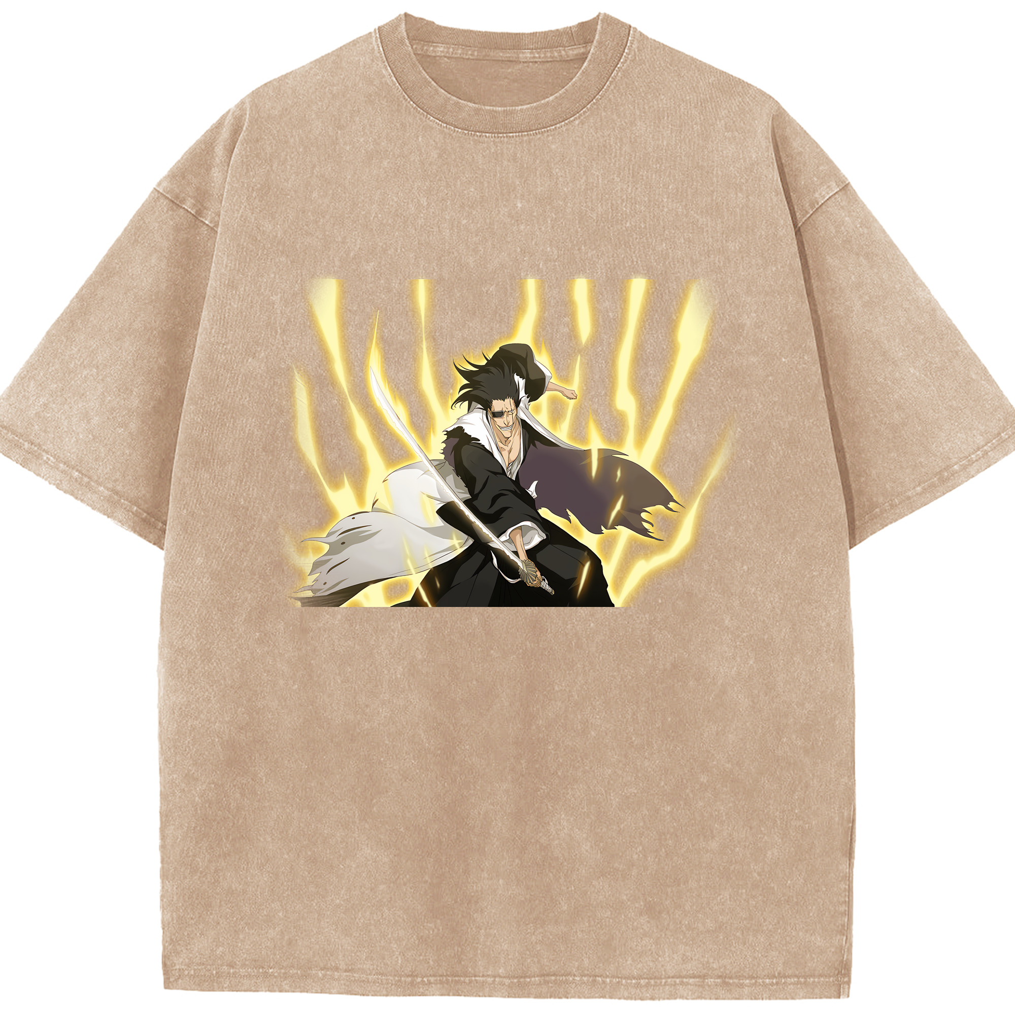 （画像用） ブリーチ ざらき けんぱち BLEACH Zaraki Kenpachi 綿100% ヴィンテージ風 半袖Tシャツ（フロントプリント）