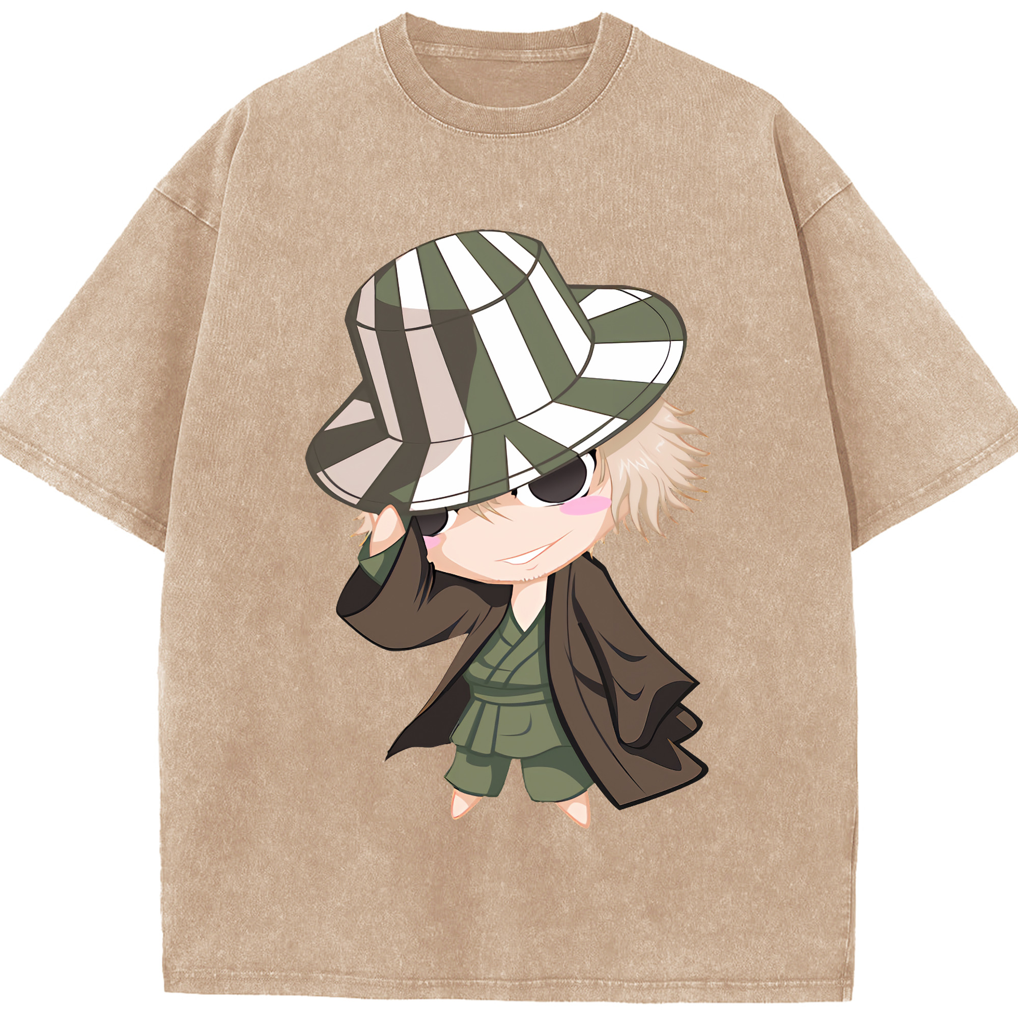 （画像用） "ブリーチ 浦原 喜助（うらはら きすけ） BLEACH Urahara Kisuke " 綿100% ヴィンテージ風 半袖Tシャツ（フロントプリント）