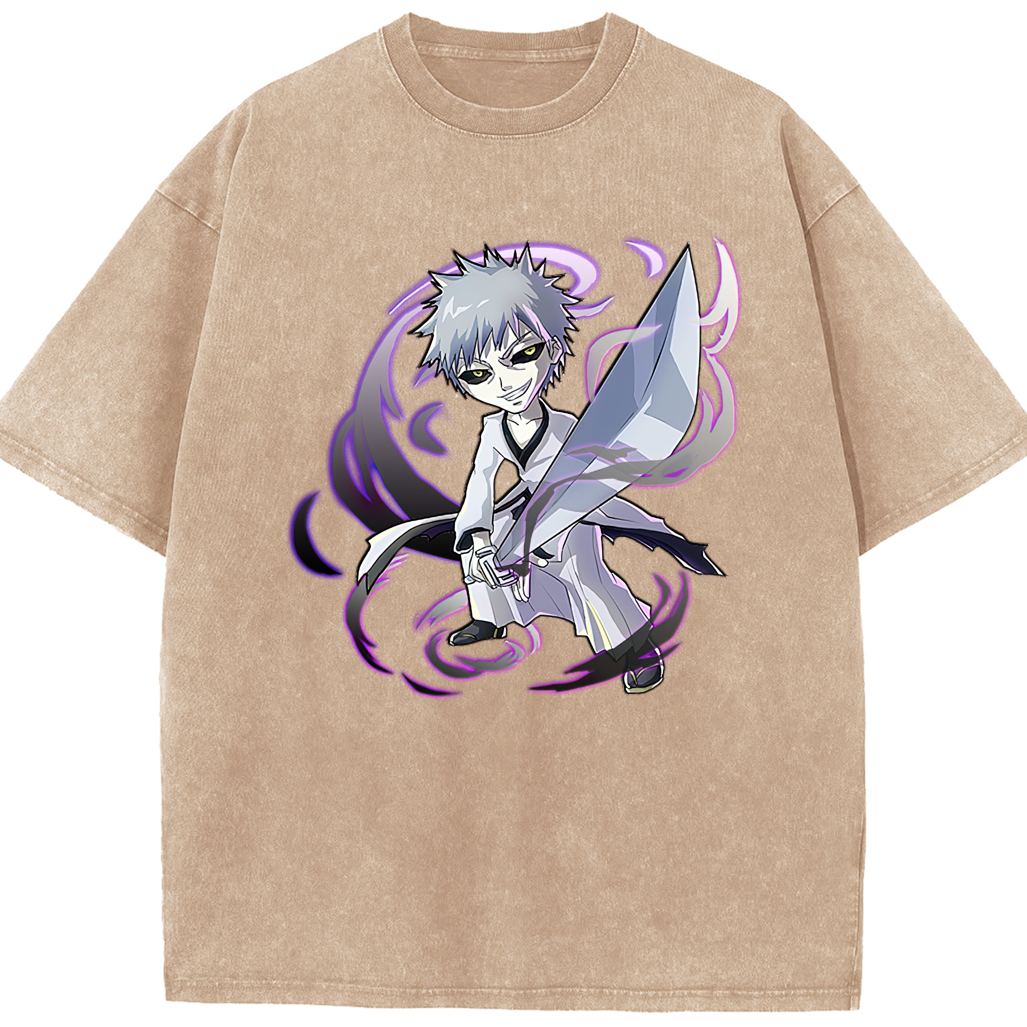 （画像用） ブリーチ 黒崎一護（くろさき いちご）BLEACH Kurosaki Ichigo 綿100% ヴィンテージ風 半袖Tシャツ（フロントプリント）