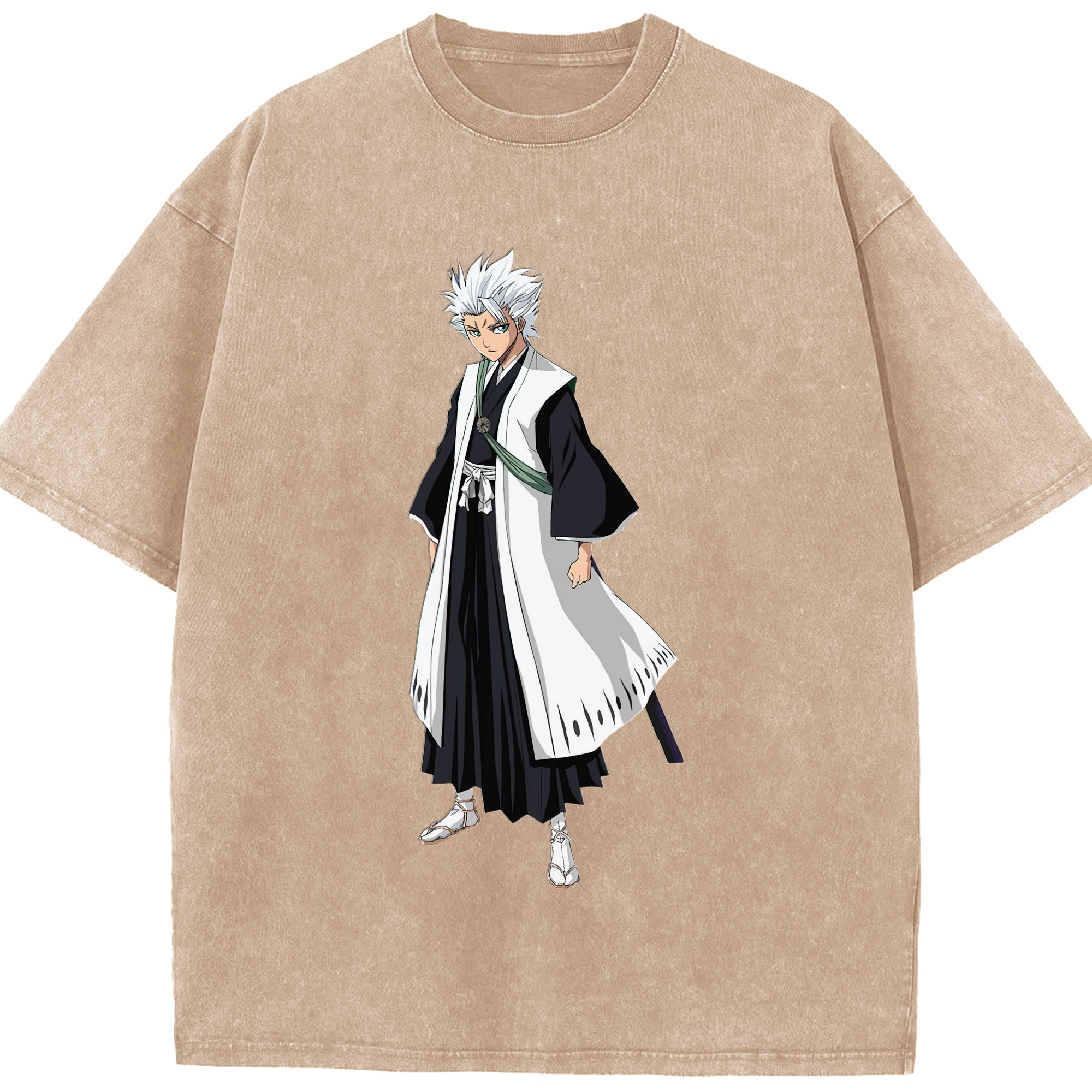（画像用） ブリーチ 日番谷冬獅郎（ひつがや とうしろう） BLEACH Hitsugaya Toushirou 綿100% ヴィンテージ風 半袖Tシャツ（フロントプリント）