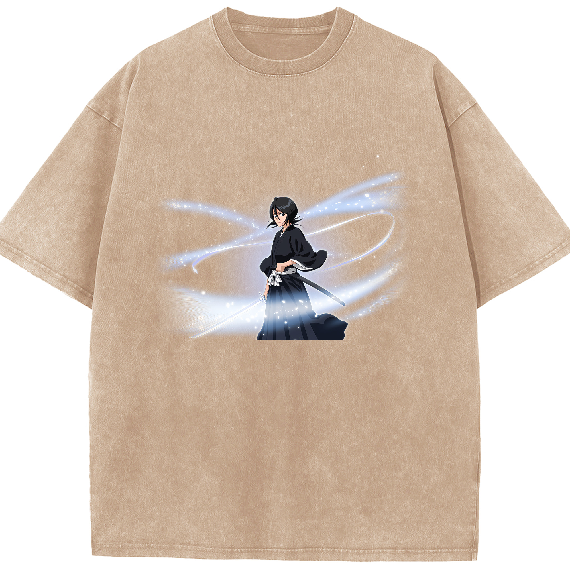 （画像用） ブリーチ 朽木ルキア BLEACH Kuchiki Rukia 綿100% ヴィンテージ風 半袖Tシャツ（フロントプリント）