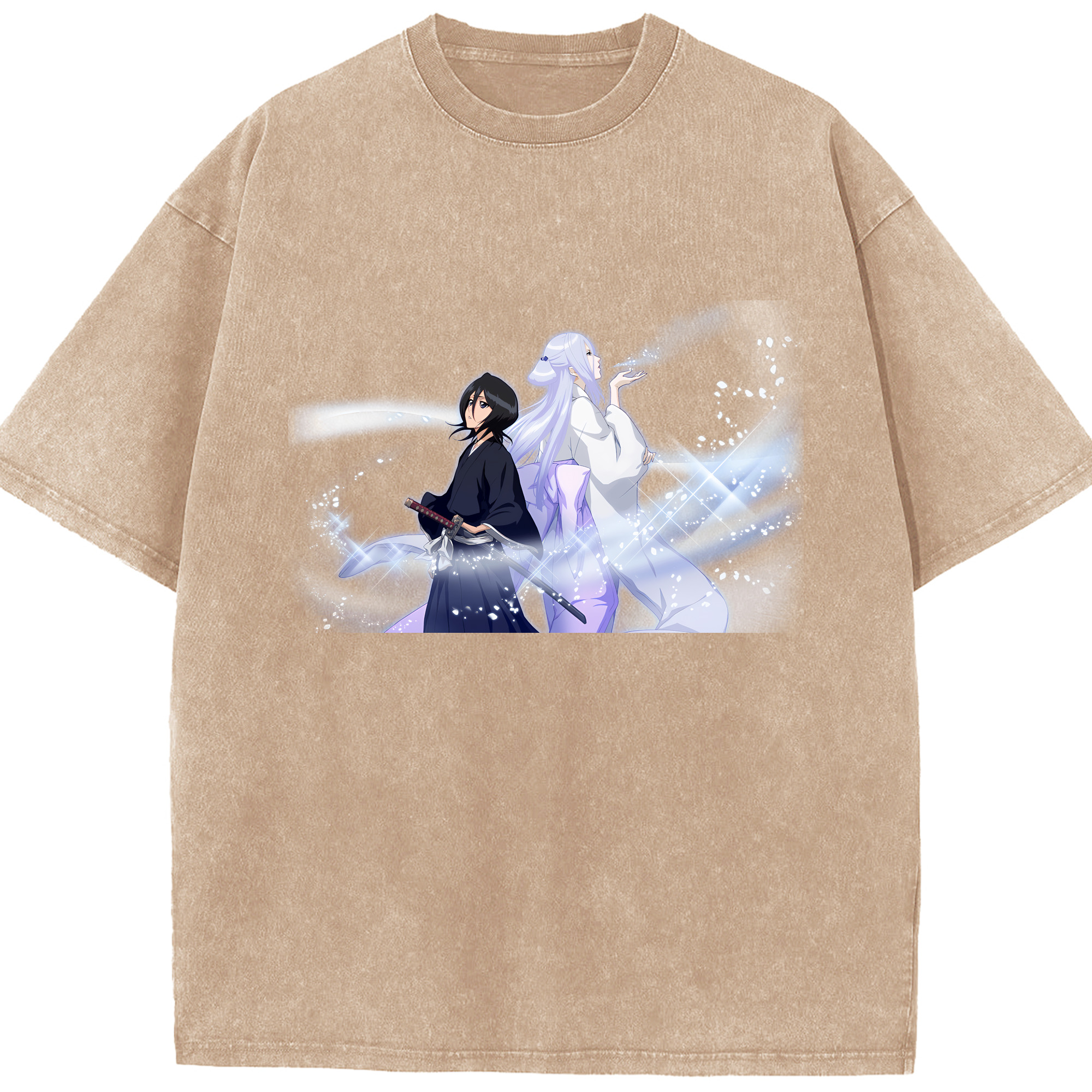 （画像用） ブリーチ 朽木ルキア BLEACH Kuchiki Rukia 綿100% ヴィンテージ風 半袖Tシャツ（フロントプリント）