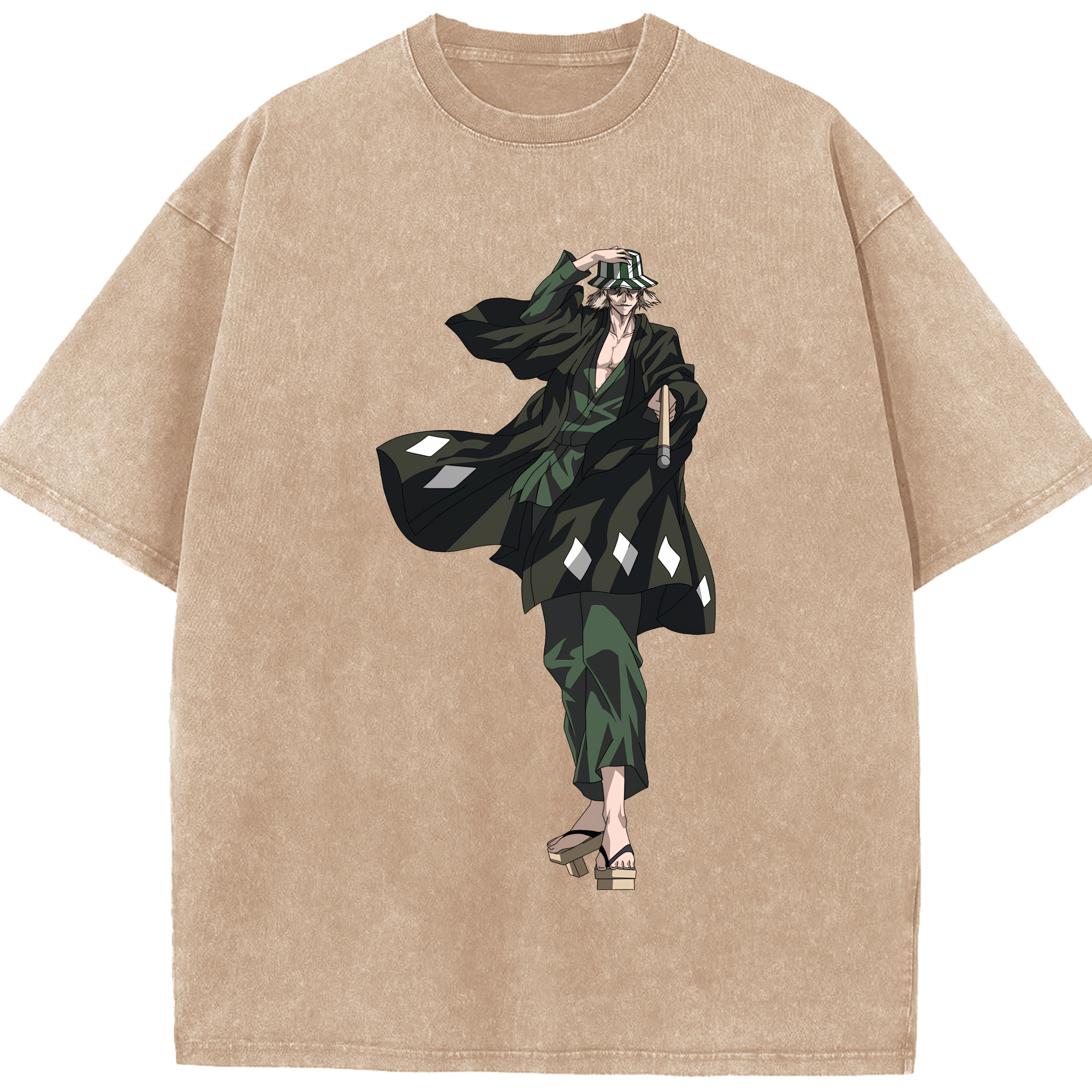 （画像用） "ブリーチ 浦原 喜助（うらはら きすけ） BLEACH Urahara Kisuke " 綿100% ヴィンテージ風 半袖Tシャツ（フロントプリント）