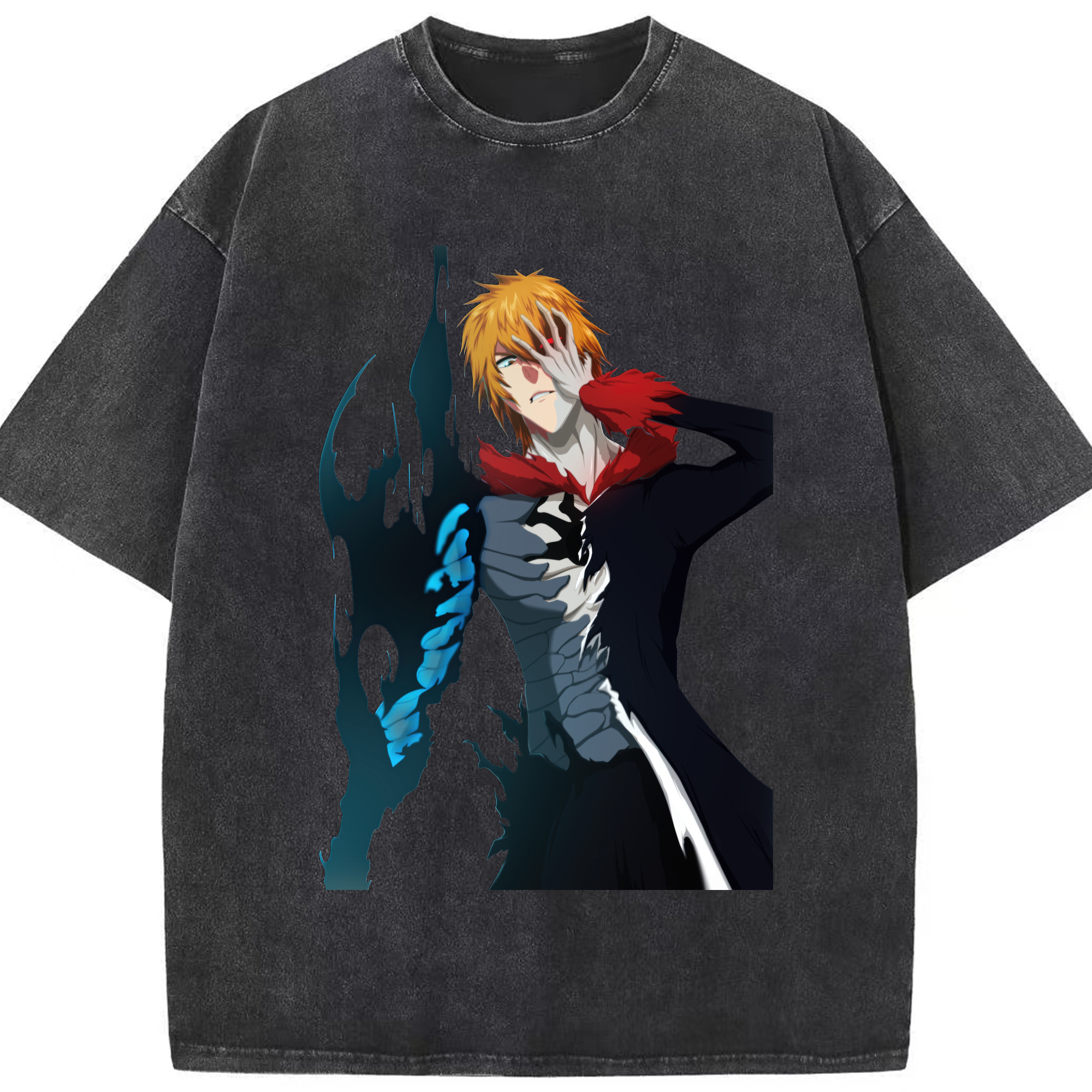 （画像用） ブリーチ 黒崎一護（くろさき いちご）BLEACH Kurosaki Ichigo 綿100% ヴィンテージ風 半袖Tシャツ（フロントプリント）