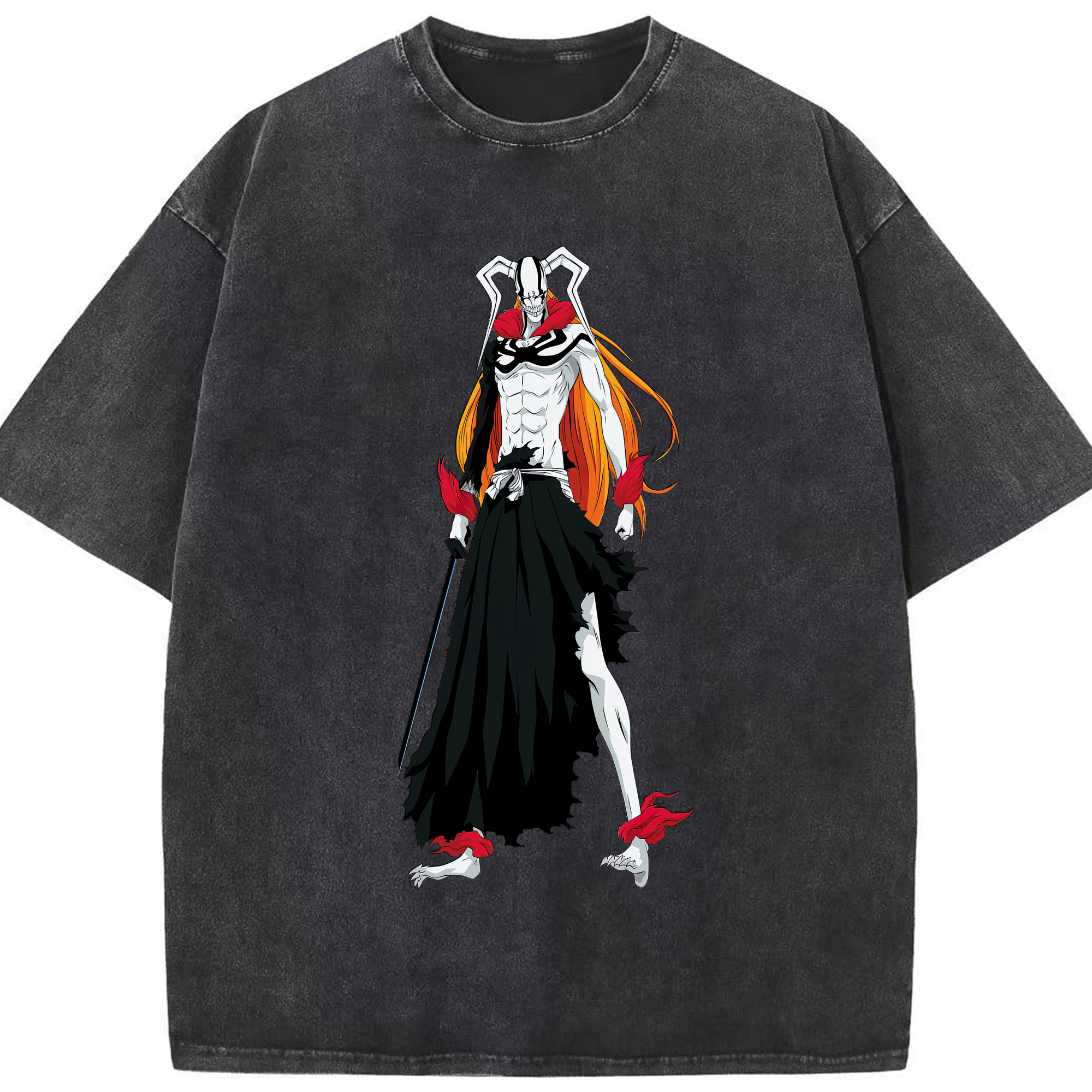 （画像用） ブリーチ 黒崎一護（くろさき いちご）BLEACH Kurosaki Ichigo 綿100% ヴィンテージ風 半袖Tシャツ（フロントプリント）